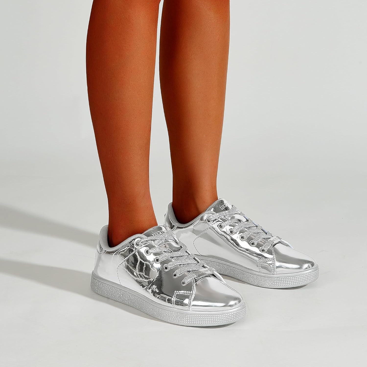 LUCKY STEP Glitter Shoes Sparkly Bling Shiny Bedazzled Lace up Fashion Sneakers for Women - Image 9