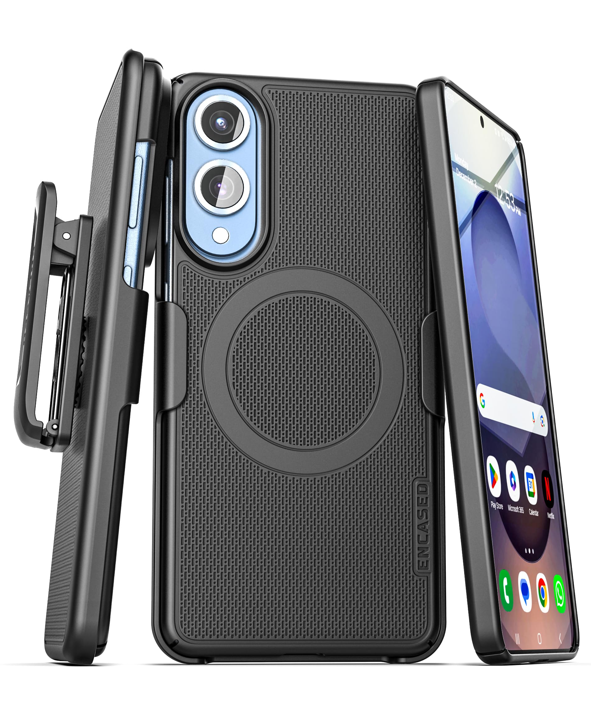 Encased Belt Clip Case for Samsung Galaxy S25 Edge, (Slimline Series) Magnetic Holster Case, Compatible with MagSafe, Black (S25 Edge)