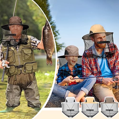 Miniatura 3 de Sureio 6 unidades de sombrero de red con cremallera, gorra de red para el sol, protección contra moscas de apicultura, máscara de malla para hombres