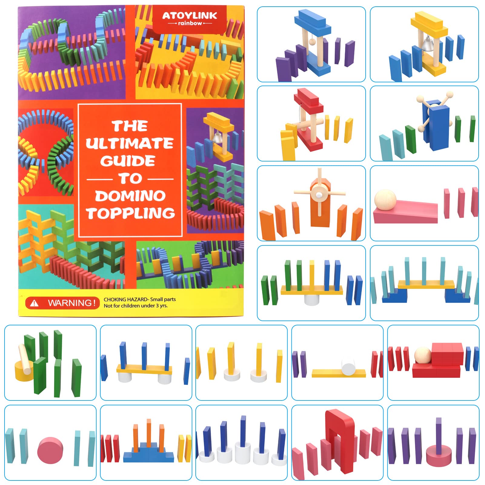 1000 Piezas Domino Madera Juego de Bloques de Dominó de Madera Classic Bloques de Construcción Juguete Educativo Juguetes de Dominó Juguetes de Apilamiento Regalo para Niñas Niños Adultos 3 4 5+ años