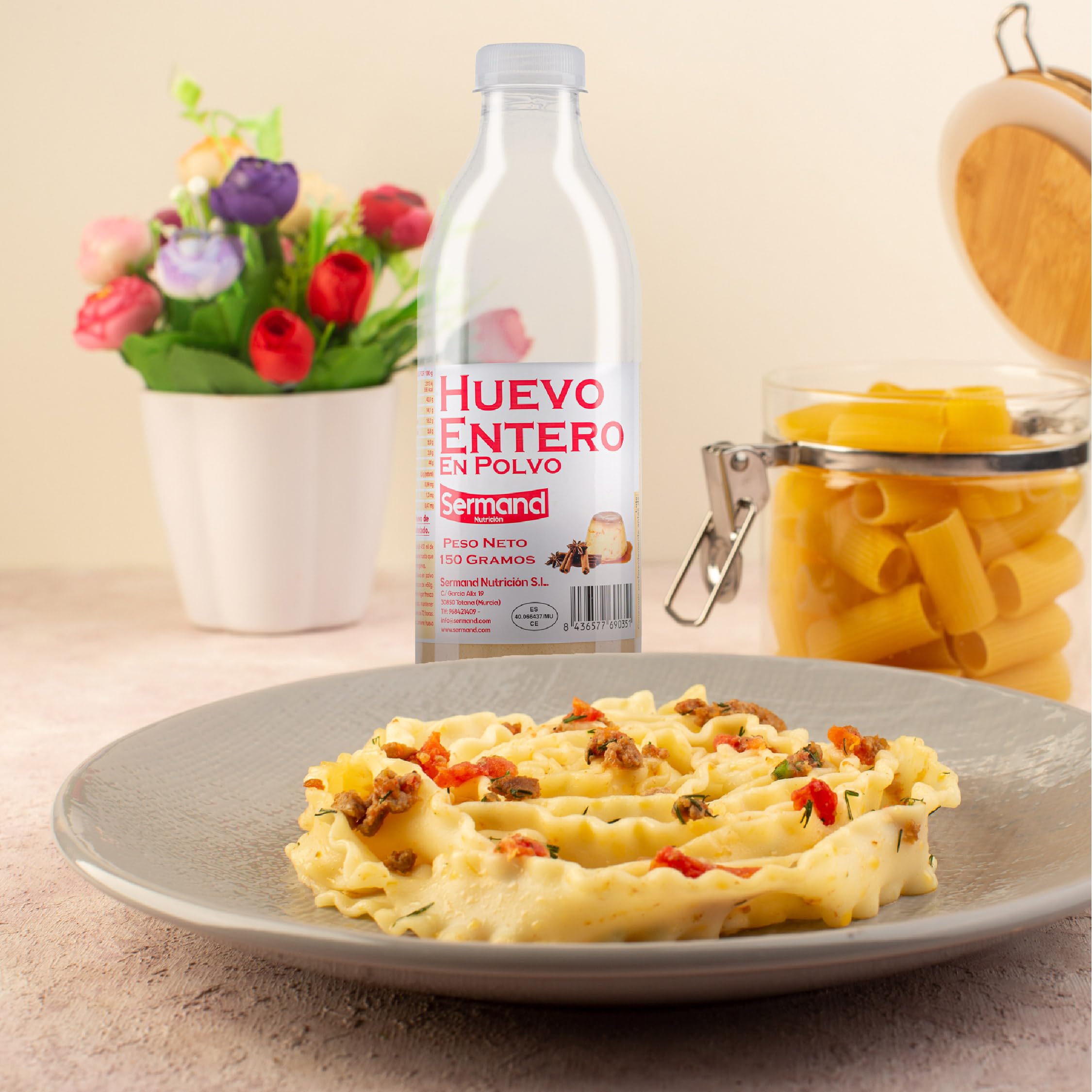 SERMAND 6er Pack Eipulver-Flaschen (150 g) – Pasteurisiertes Getrocknetes Ei | Glutenfrei | Laktosefrei | Ohne Zusatzstoffe | Natürliche Proteinquelle