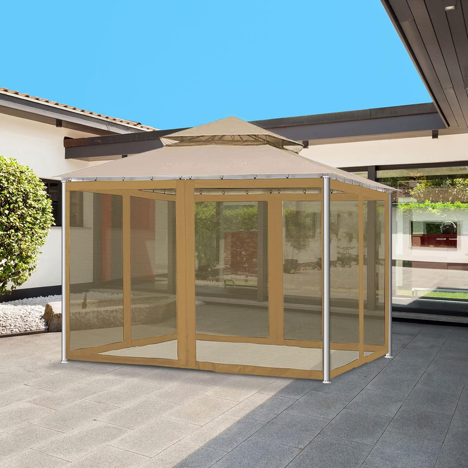 Mosquit o Net for Outdoor Canopy Tent, Durable, DIY Curtain Style Screen Walls for Patio Gazebo, Easy Installation, Zipper Closure, Keep I nsects Away, Enjoy Outdoor Stay (300 * 300)