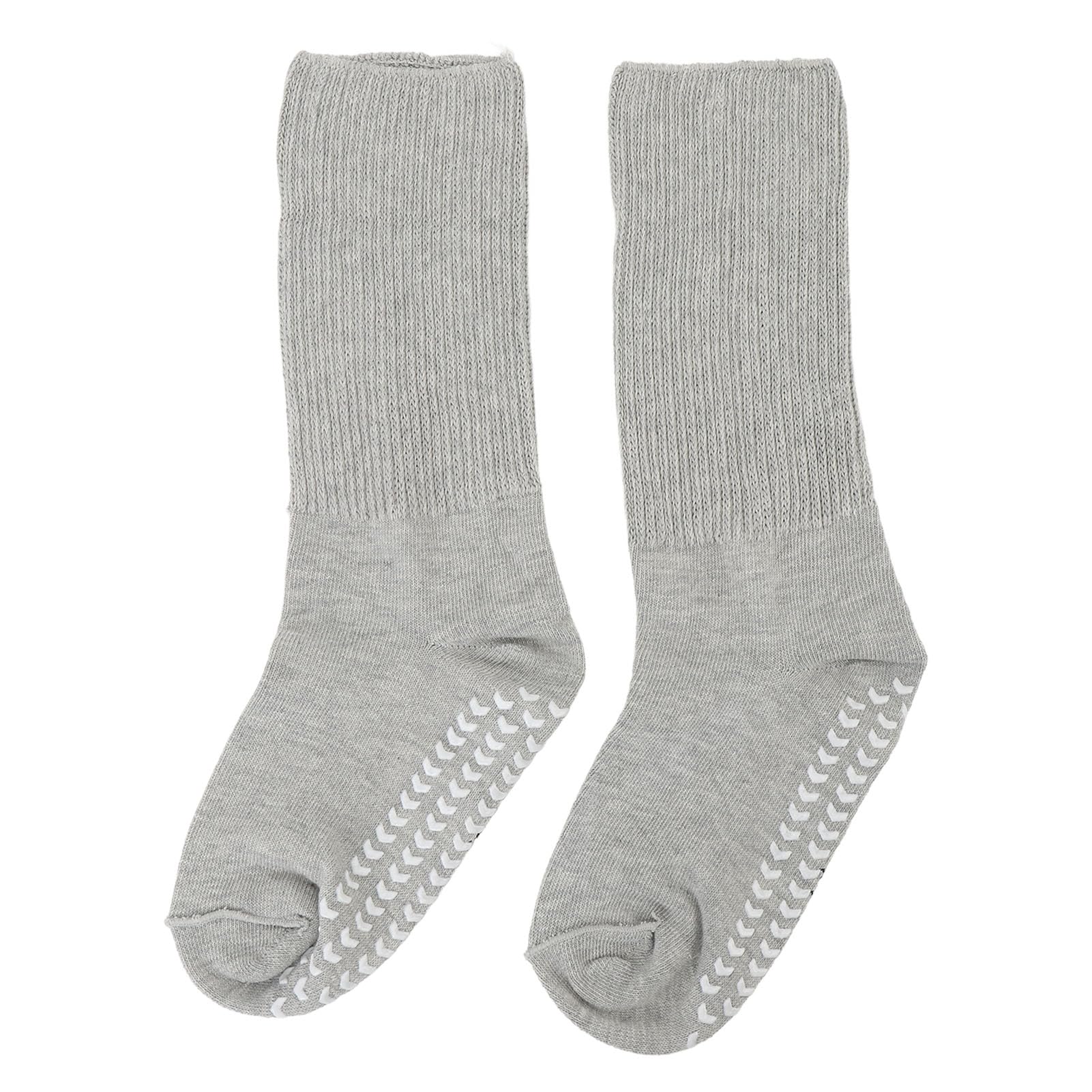 Super Wide Socks Super Wide Socks for Fat Feet with Grips Non Slip Loose Fit Non Binding High Stretch Socks for Men Women Gray (L XL)