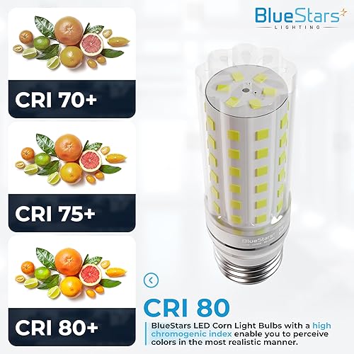 Vista 45 de BlueStars Paquete de 4 bombillas LED E12 de 20 W de maíz [4.5 pulgadas], base de candelabro equivalente a 150 W equivalente a 6500 K, luz diurna