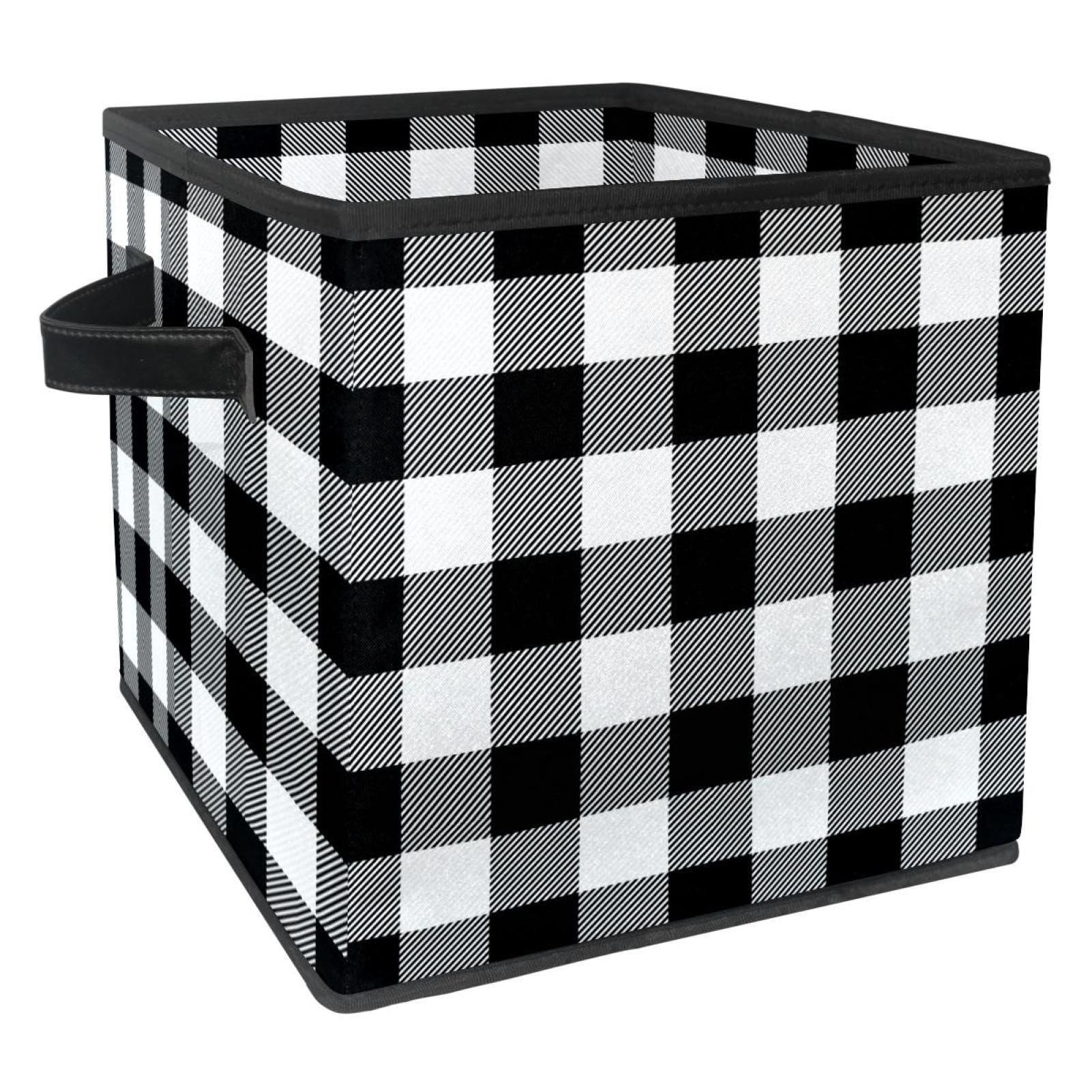 Boîte de rangement en tissu pour chambre et placard, cube pliable motif écossais tendance