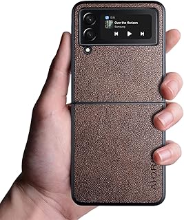 Aioria for Samsung Galaxy Z Flip3 Case, 6.7 inch Premium PU Leather Phone Cover Retro Design Full Protective case for Samsung Galaxy Z Flip 3 5G (Coffee)