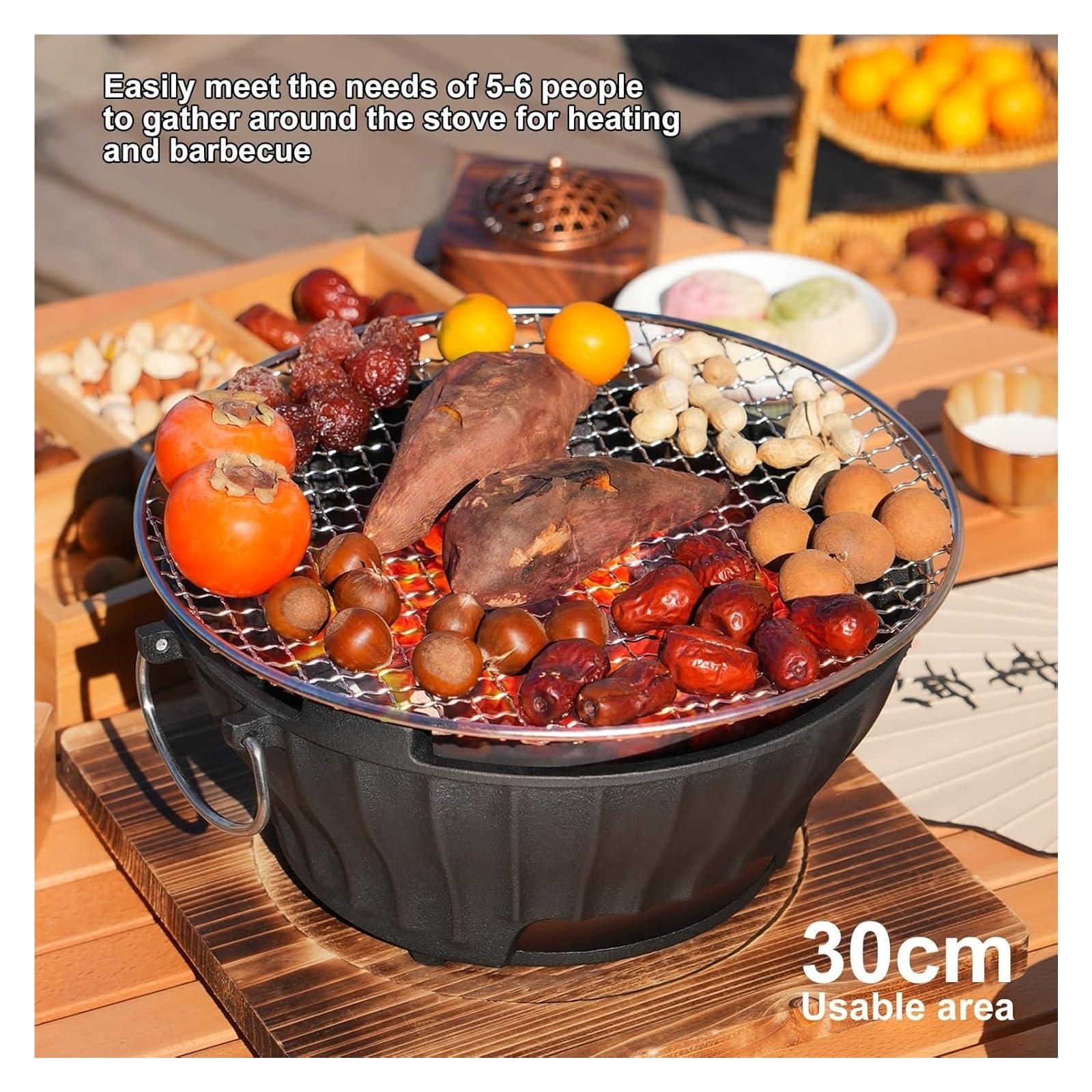 Grill węglowy Żeliwny grill Hibachi, grill węglowy BBQ przenośny piecyk do grilla Mini grill węglowy Piec kempingowy Piec na piknik na świeżym powietrzu, impreza z grillem, piknik domowy, kemping