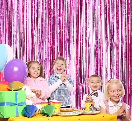 Miniatura 3 de Paquete de 3 cortinas de fondo para decoración de fiesta serpentinas con flecos telón de fondo con flecos decoración de fiesta de cumpleaños