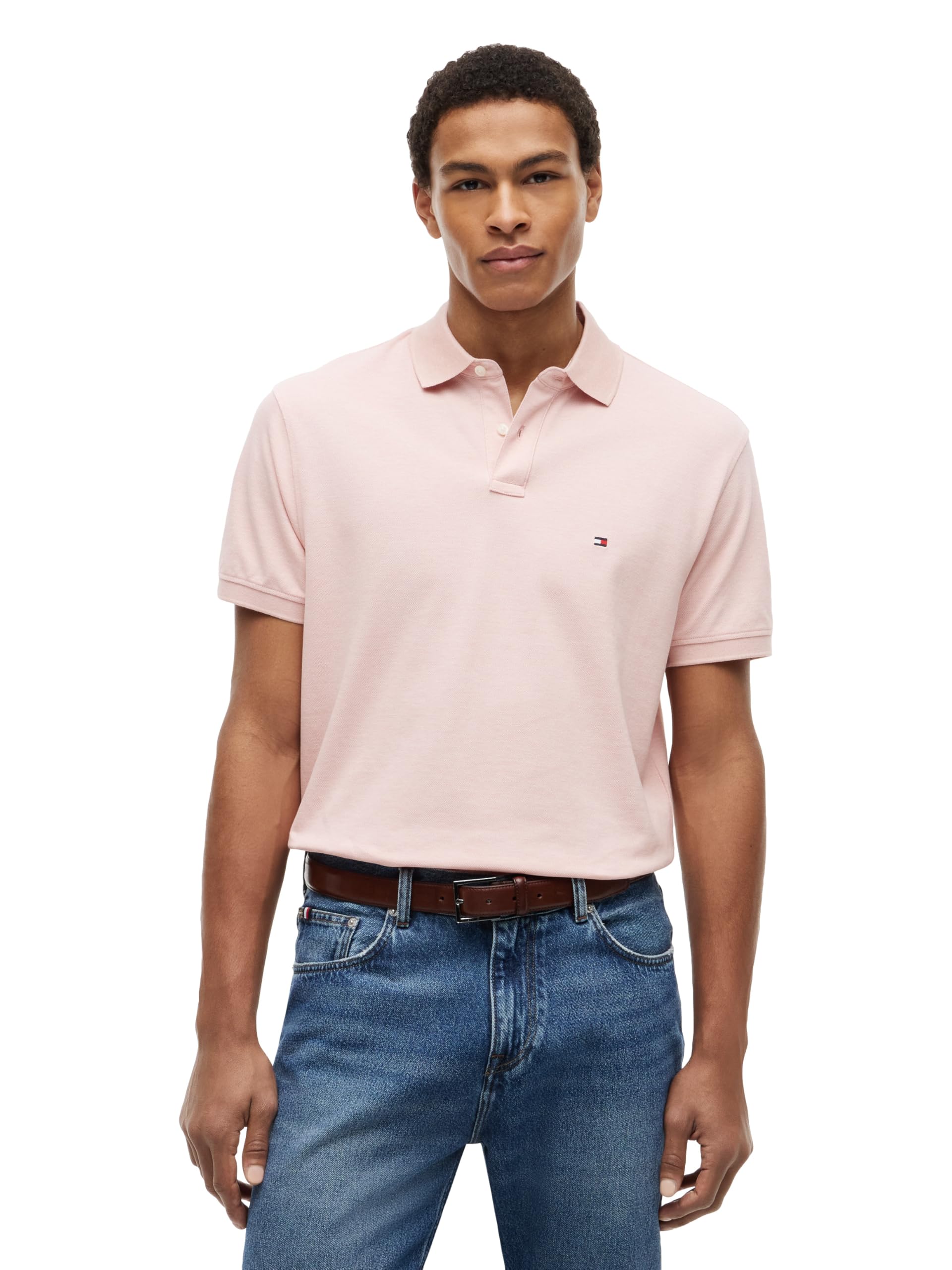 Tommy Hilfiger Men's Short Sleeve Polo Shirts in Classic Fit with Stretch and Organic Pique Cotton