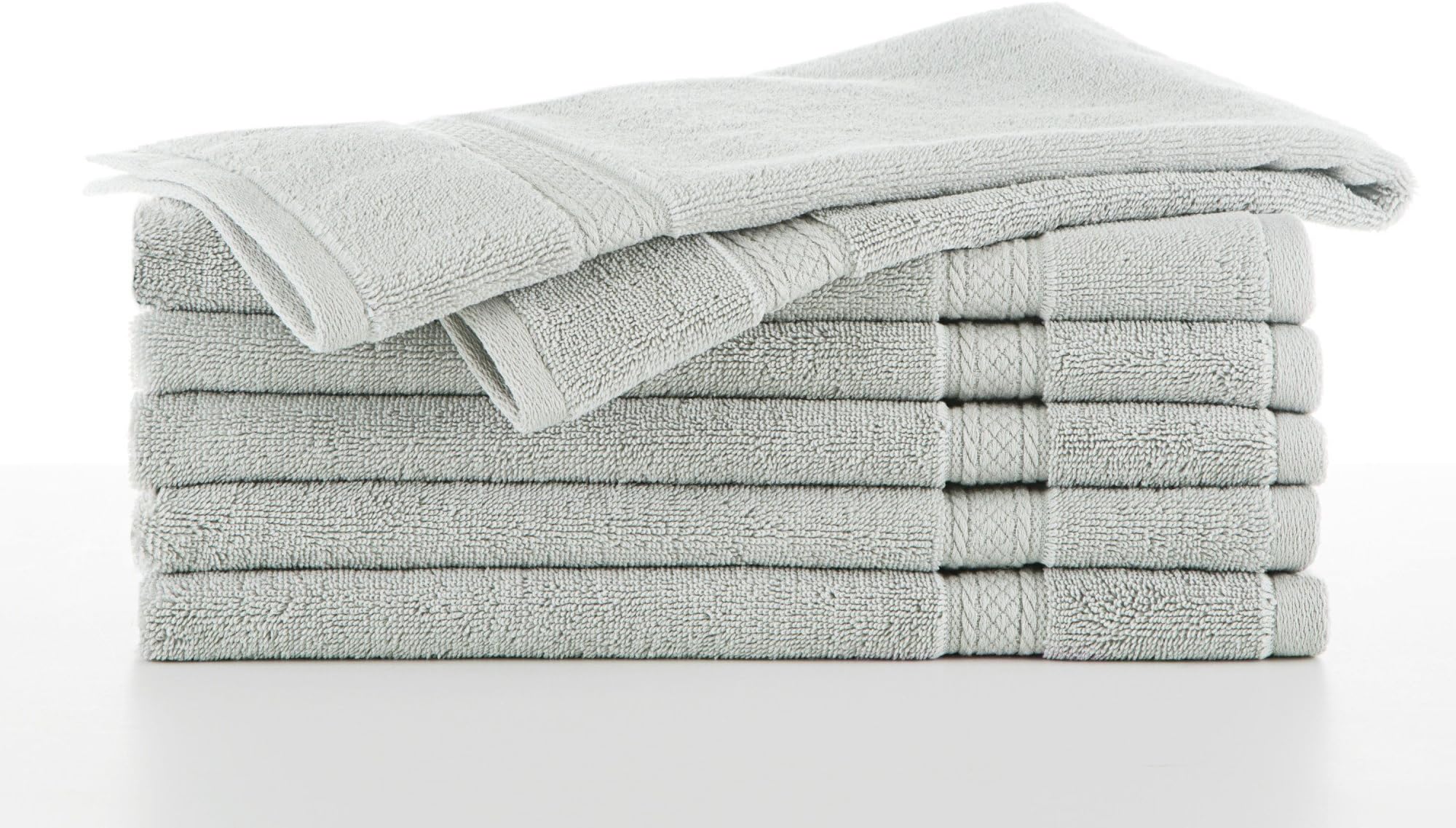 GRAND PATRICIAN SUITES 6 PIECE COTTON HAND TOWEL SET - 6 HAND TOWELS - Densely Woven 3 ply Loop Yarn, 100% Cotton, Thick, Plush, Ultra Absorbent - Luxury, Hotel, Bathroom - Light Sage