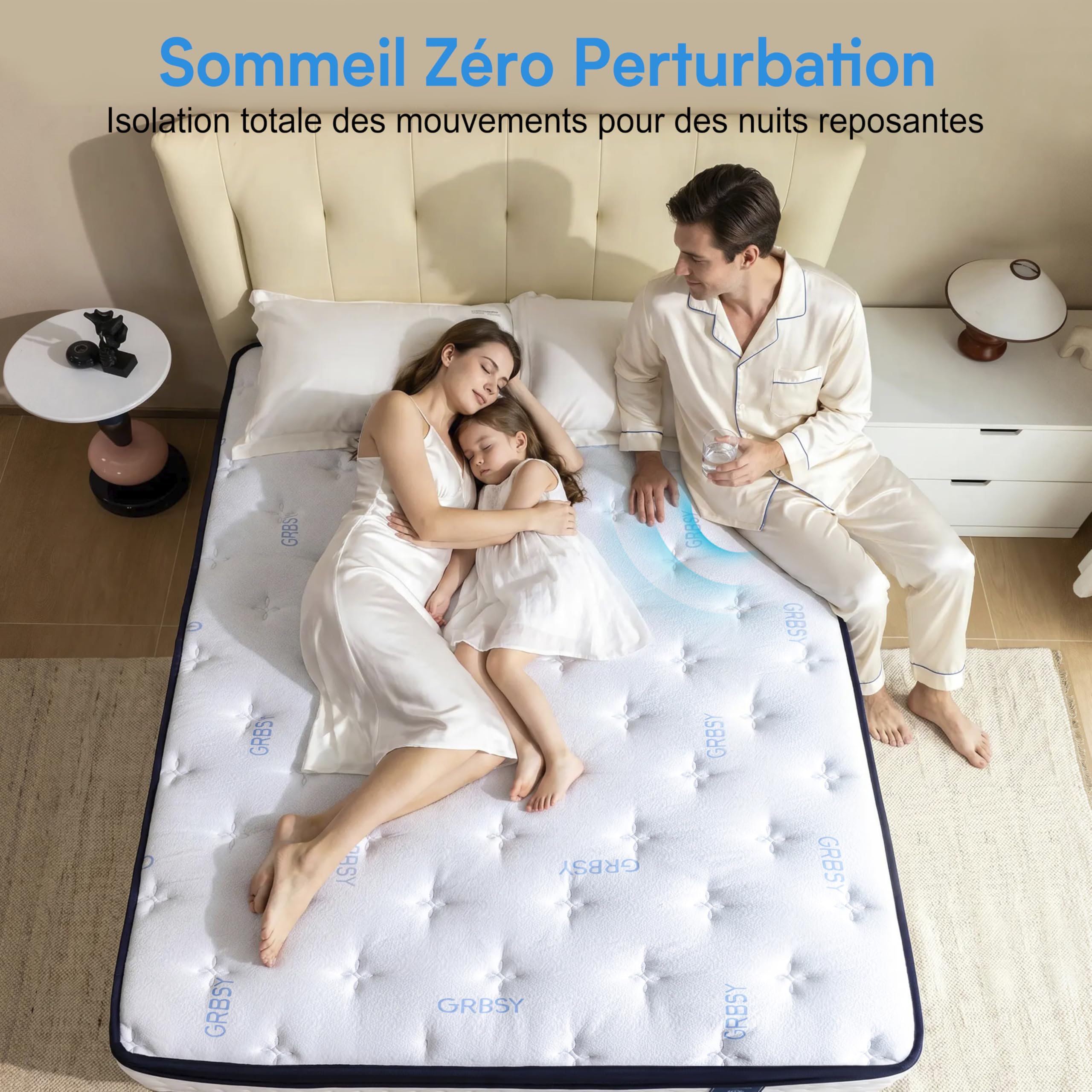 Matelas Hybride 140x190x26cm H3 Mi-Ferme, Mémoire de Forme & Latex, Mousse HD, 7 Zones Ressorts Ensachés Trèfle, Soutien Lombaire, Anti-Acariens, Indépendance de Couchage, Oeko-TEX&CertiPUR-US