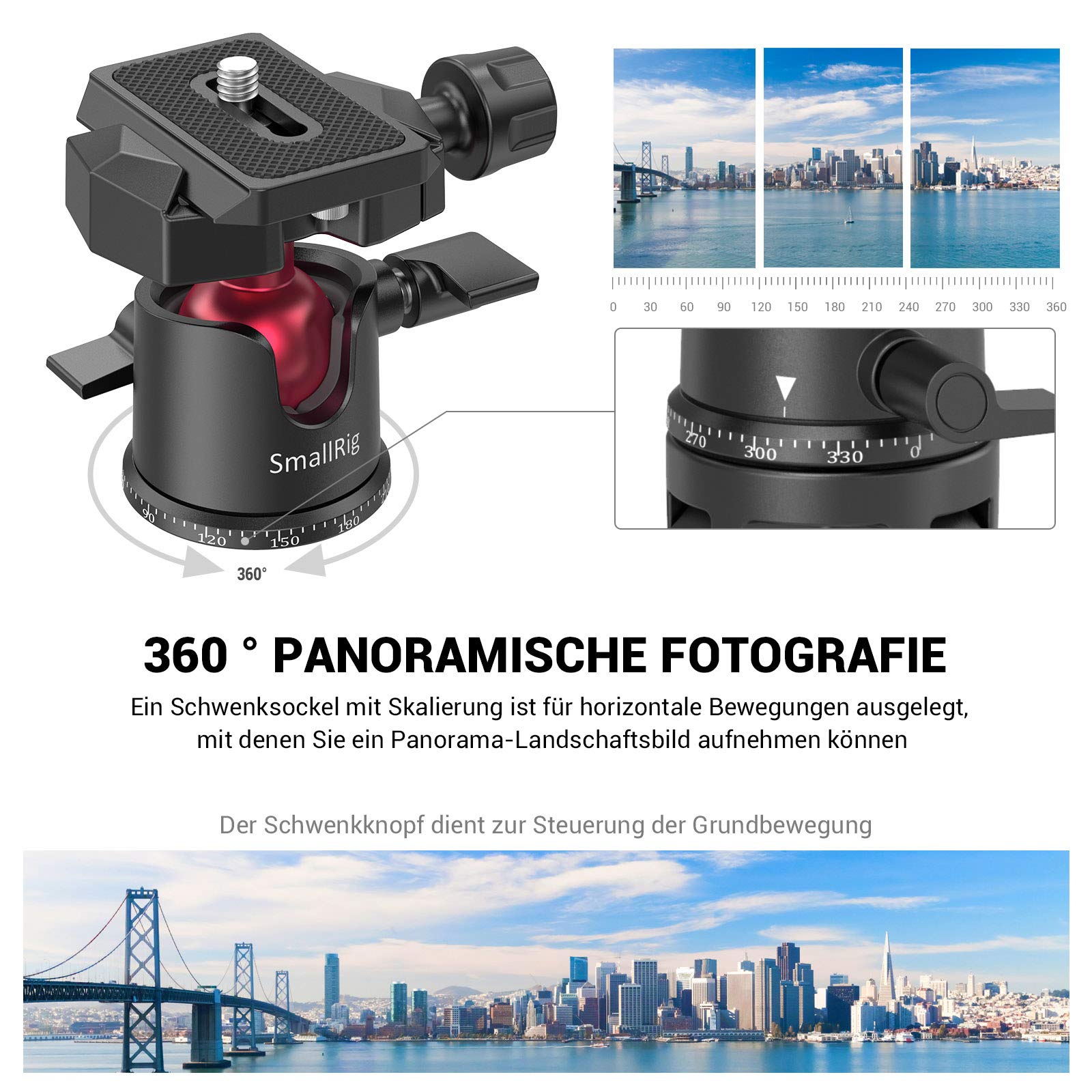 SMALLRIG Kamerastativ Leichtes Mini-Reisestativ aus Aluminium mit 1/4 Schraubbefestigung stativ, Smartphone, DSLR, Maximale Tragfähigkeit 2 kg - 2664