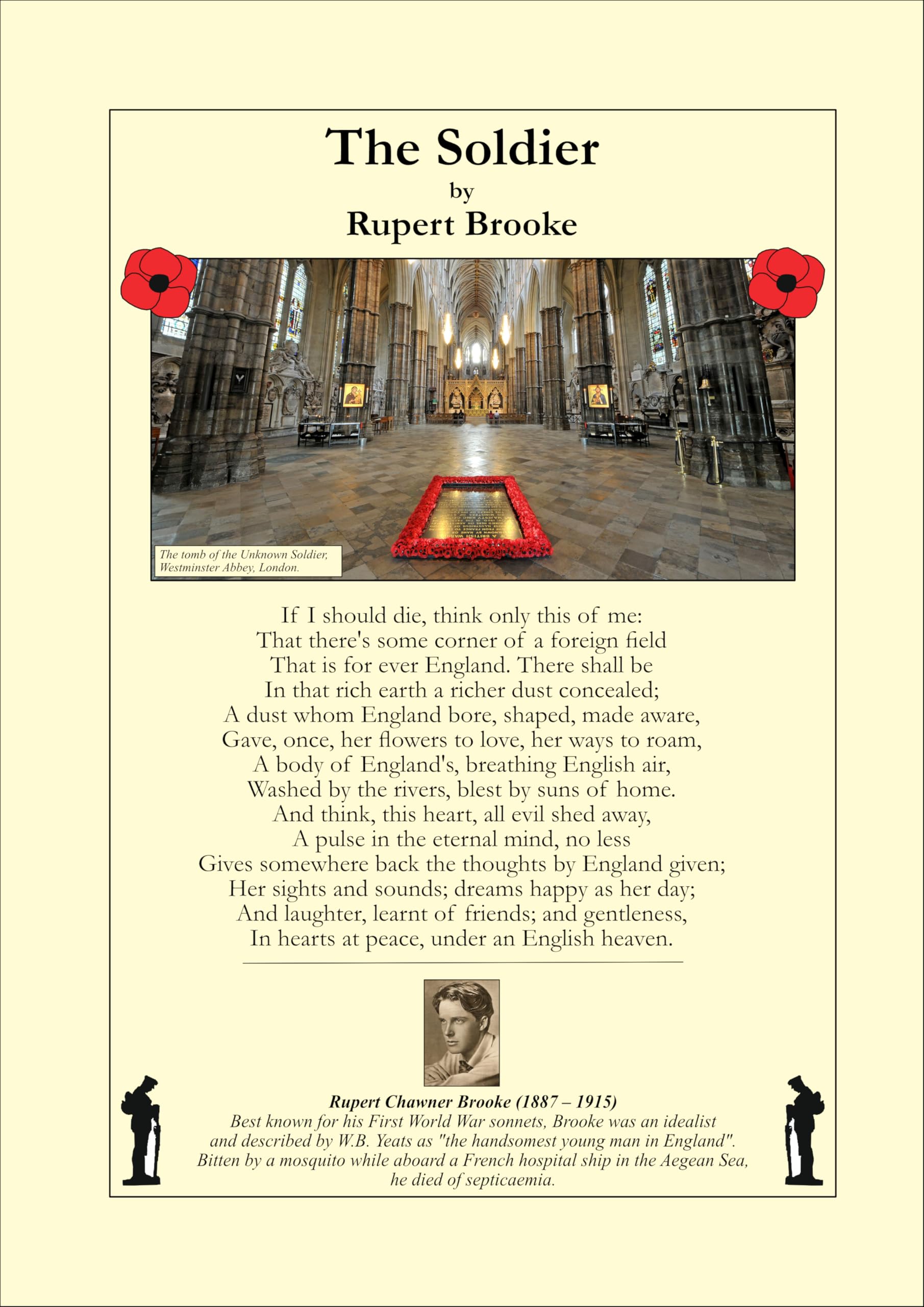 A4 Art Print: Remembrance Day Poem: The Soldier by Rupert Brooke