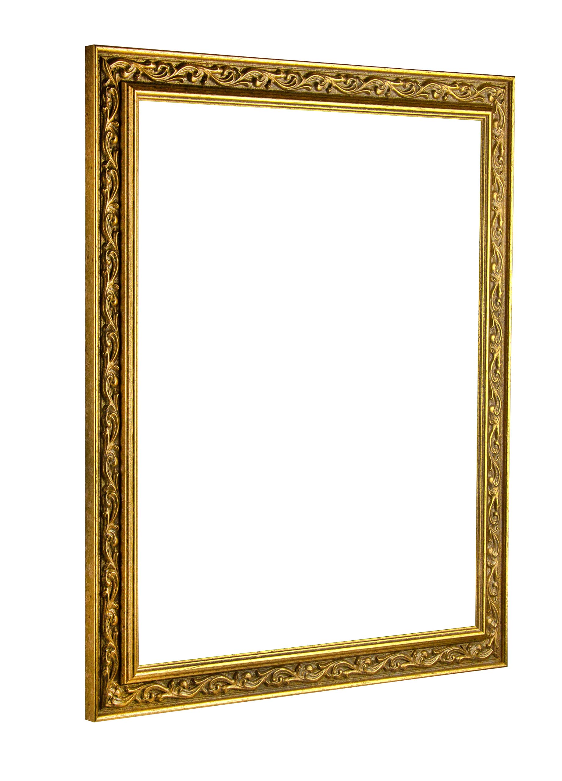 BIRAPA Venedig Massiv-Holz Venedig 40x60 cm in Farbe Gold - Bilder-Rahmen Gold Vintage - Foto-Rahmen Collage