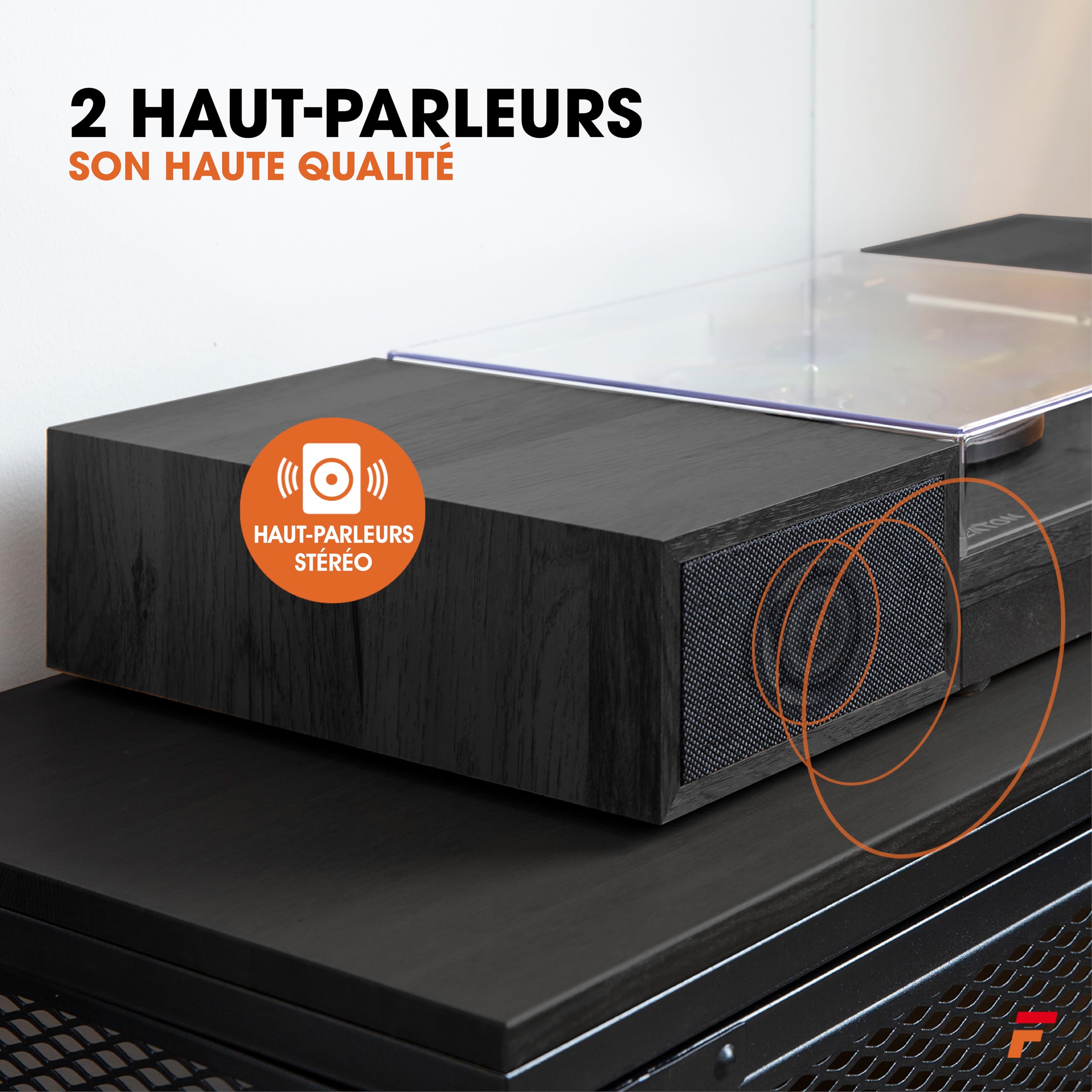 Fenton RP165B Platine Vinyle BT avec 2 Haut-Parleurs Stéréo - Noir/Gris, Lecture 33, 45 et 78 Tours, Système HiFi, Sortie RCA, Une Platine Rétro Idéale pour Décorer et Écouter Vos Vinyles