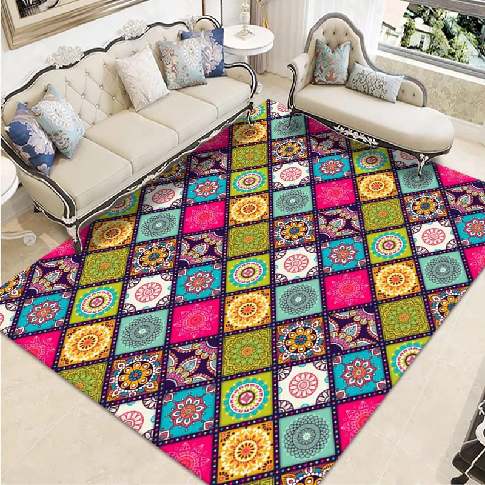 Tapis de salon antidérapant et lavable grand paillasson intérieur motif fruit 100x150
