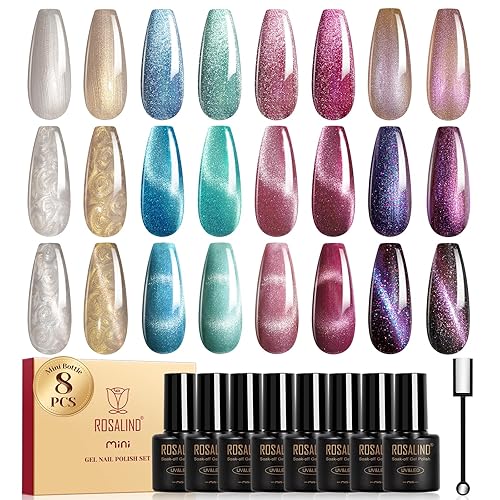 ROSALIND Juego de 6 esmaltes de uñas de gel rosa, colores de esmalte de gel rosa suave, esmalte de uñas de la serie rosa, esmalte de uñas de gel