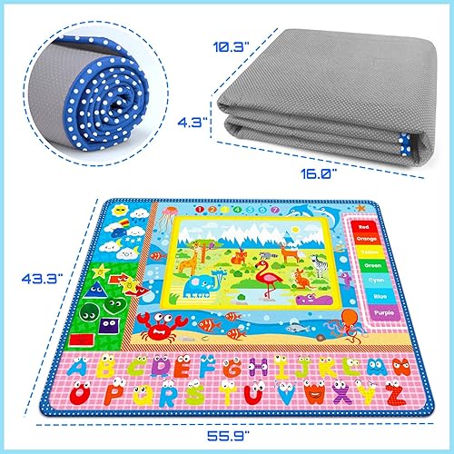 Miniatura 8 de Tapete de juego para bebé, tapete de juego grande para bebé, algodón de doble capa y grueso, suave, no tóxico, tapete de juego para bebés, con