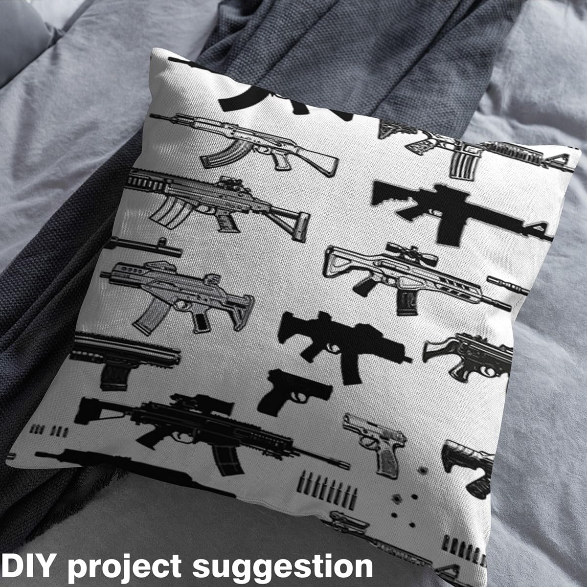 Snapklik.com : Gun Fabric By The Yard, Sniper Rifle Upholstery Fabric ...