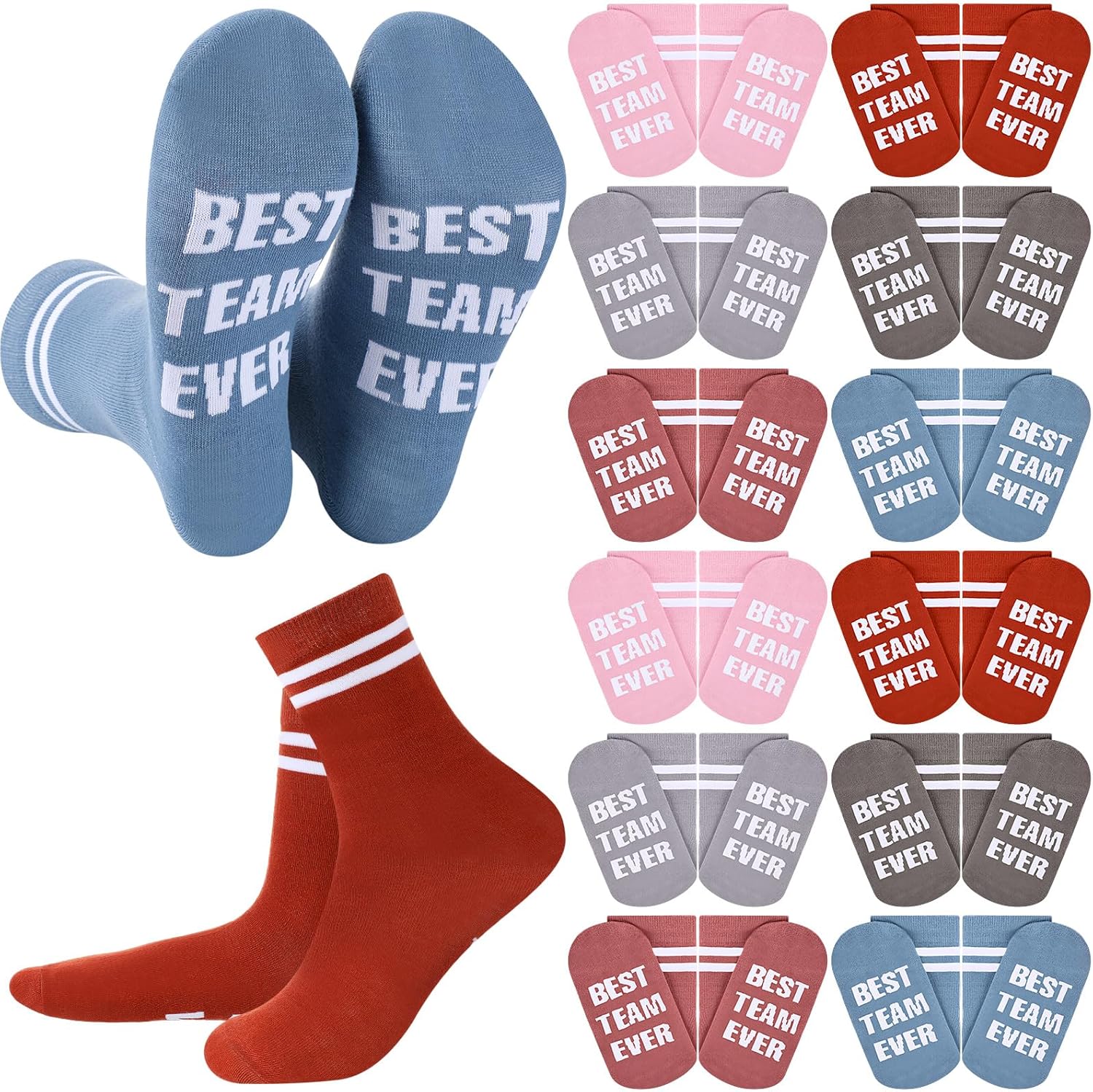 Glitopper 12 Pairs Best Team Ever Gift Socks Bulk Employee Appreciation Gifts for Women Men Staff Coworker Teacher Team Gifts