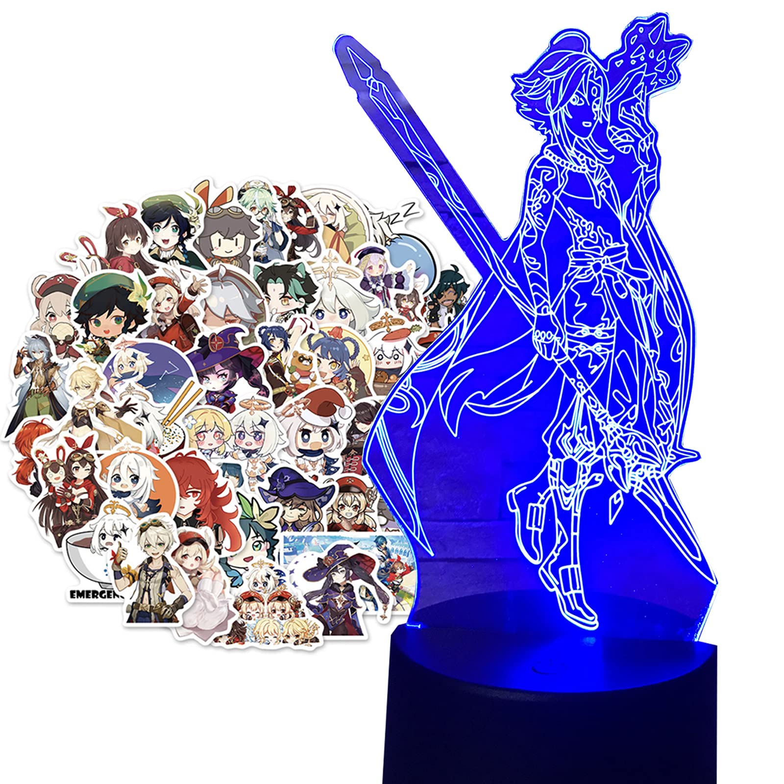 POYWALE Light Led Anime Night Lamp, 7 Colors USB Charging 3D Illusion Desk Lamp & Game Stickers for Teens, Adult, Kids Birthday Gift and Home Decor