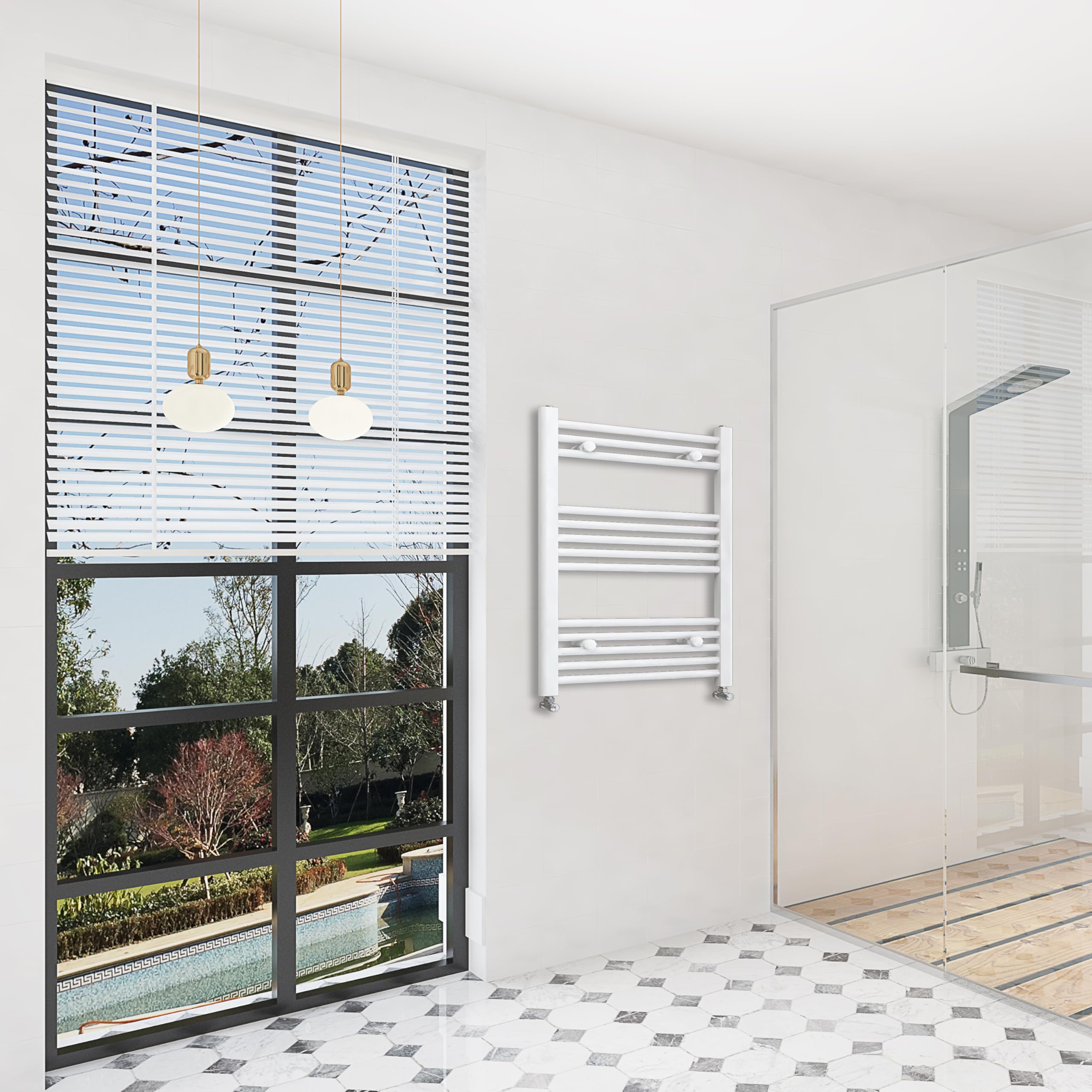 Sky bathroom | 800x600mm Straight Towel Rail Radiator Heated Ladder Warmer Radiator White