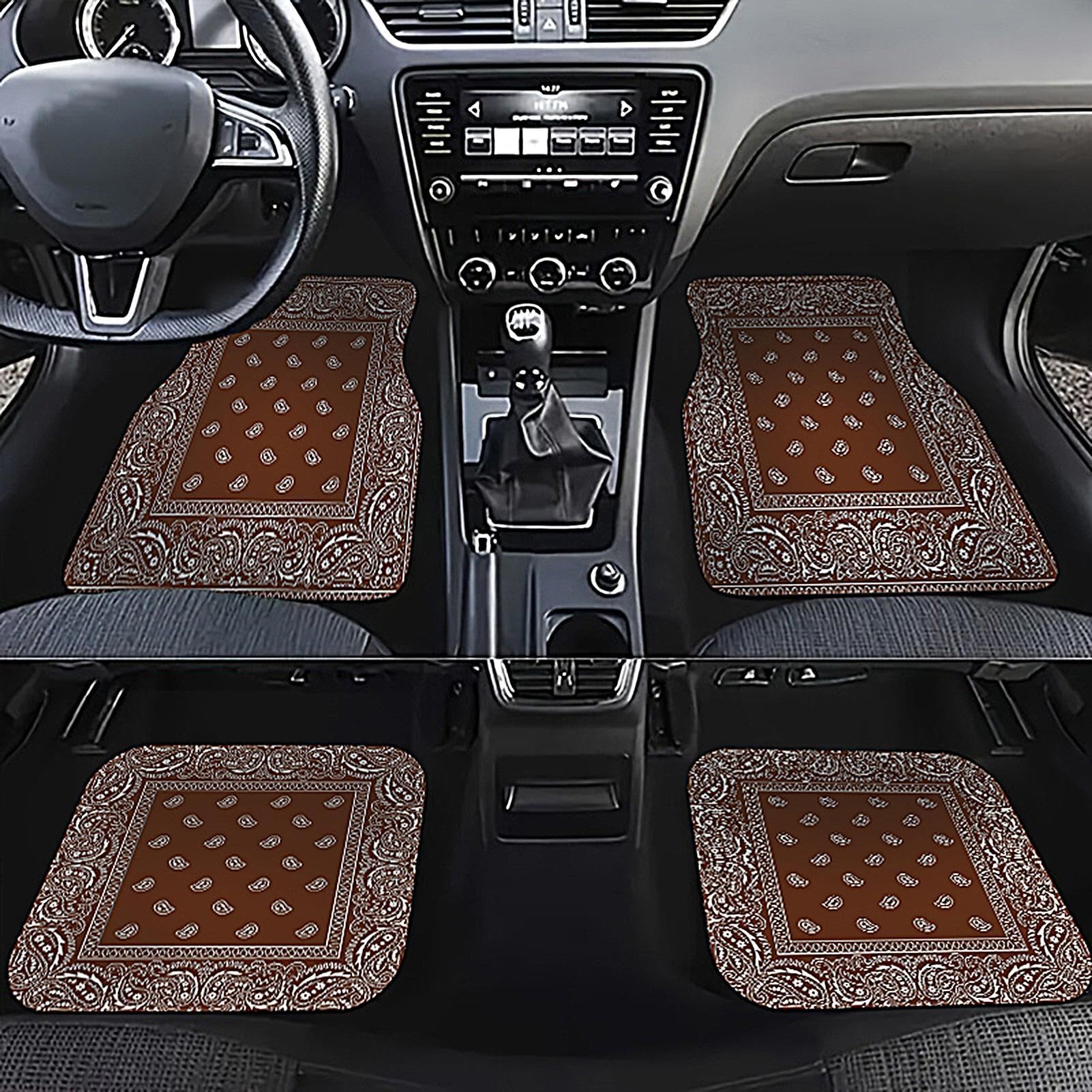 Tapis pour Femme | Tapis de Voiture arrière 4 pièces | Tapis Lourds | accessoires pour voiture Boho, non glissants, rétro, à neige, boue