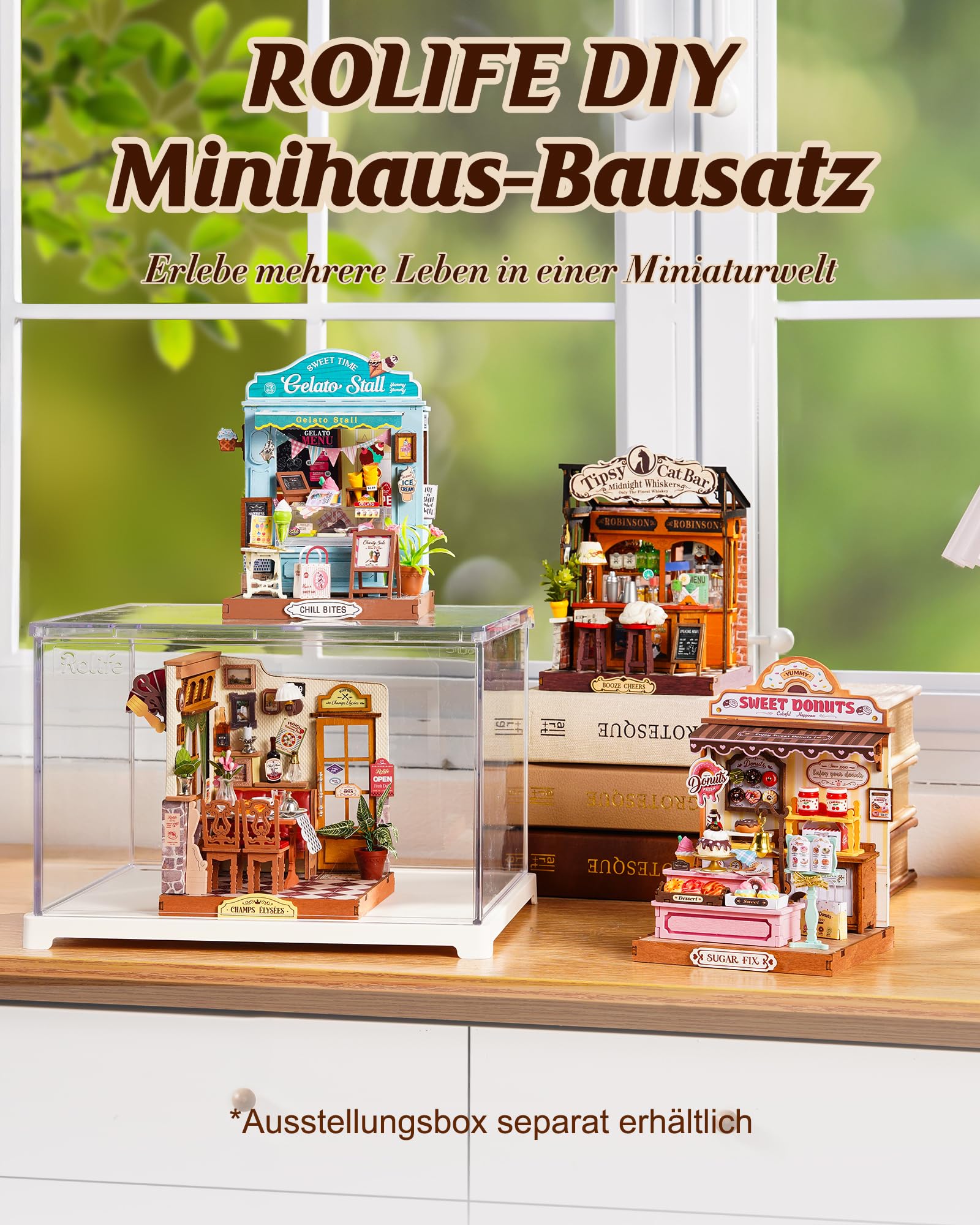 Rolife Miniatur Haus Tipsy Cat Bar, 136-teiliges Mini Haus Selber Bauen Bastelset Erwachsene für Jugendliche Kein Kleber erforderlich, Puppenhaus Tiny House Bausatz 3D Puzzle Book Nook