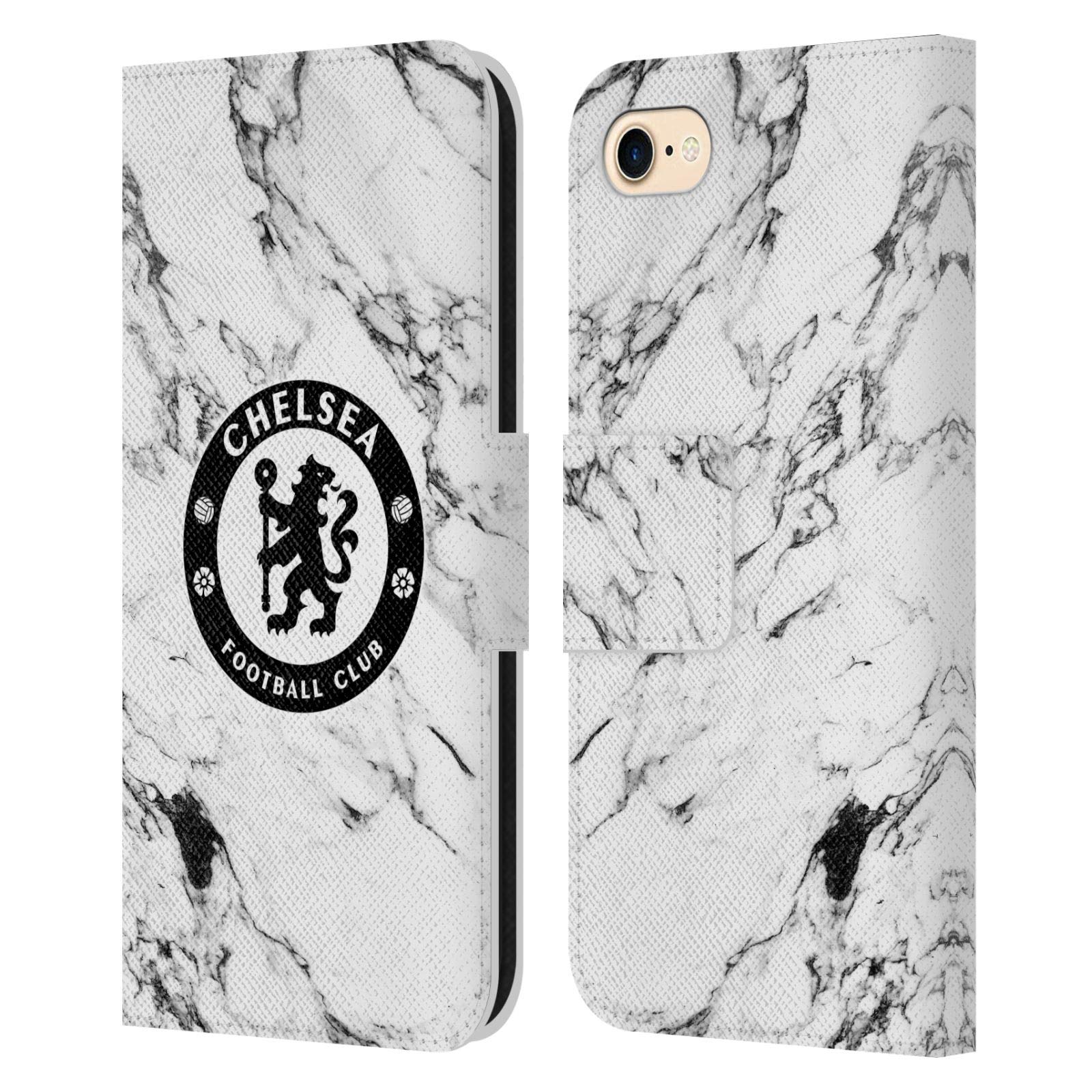 Head Case Designs Officially Licensed Chelsea Football Club White Marble Crest Leather Flip Case Compatible With Apple iPhone 7/8 / SE 2020 & 2022 โ image 1