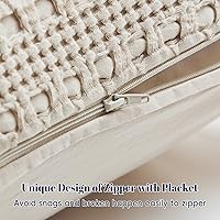 Vista 4 de PHF - Funda de almohada decorativa de 100% algodón con cremallera, tejido de punto gofre, suave, transpirable y no irrita la piel, sin relleno, 1