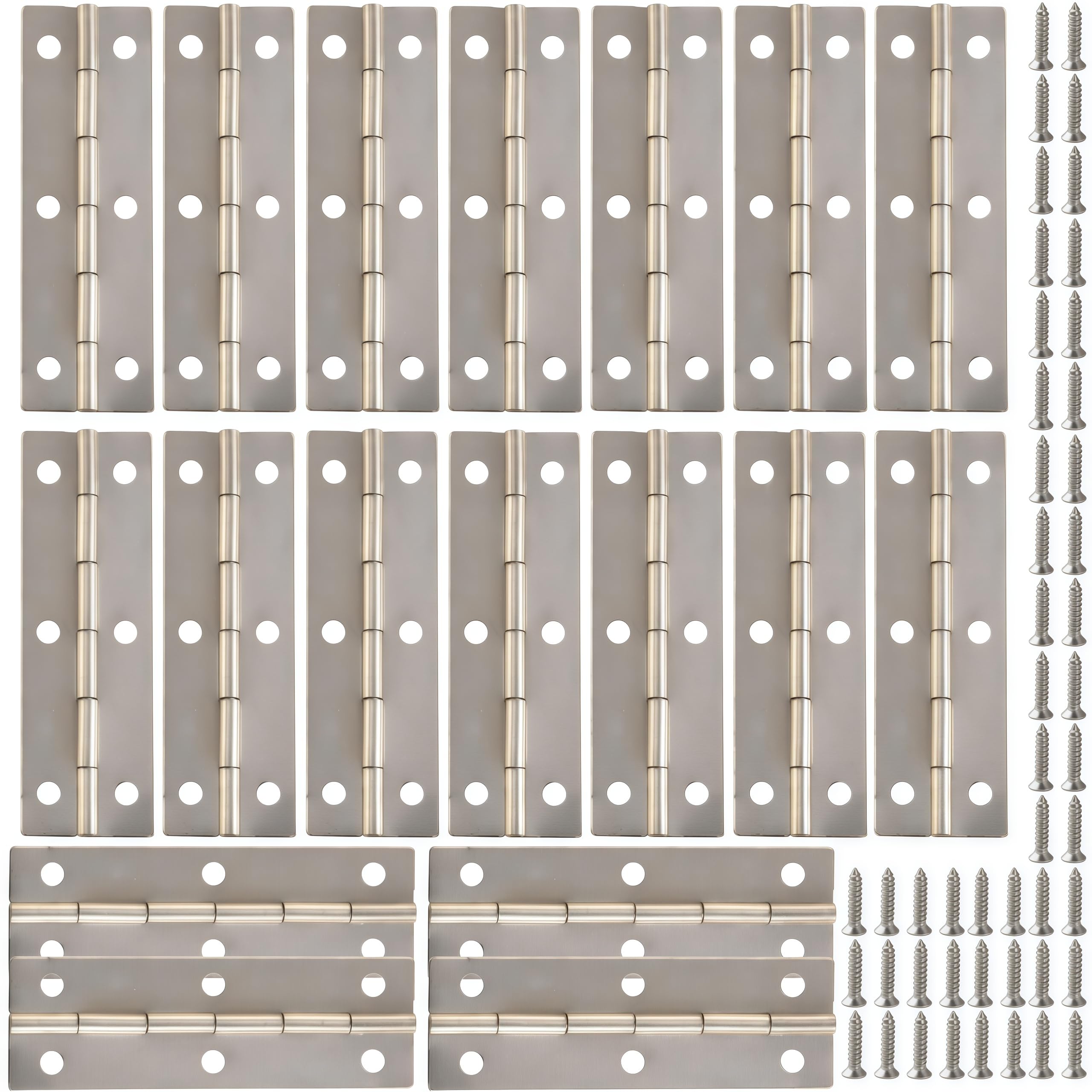 Vbnexyr Silver Hinge 18 Piece Pack Of 59 * 20Mm Long Sheet Metal Hinges 6 Hole Hinges With Screws Suitable For Boxes And Cabinet Doors