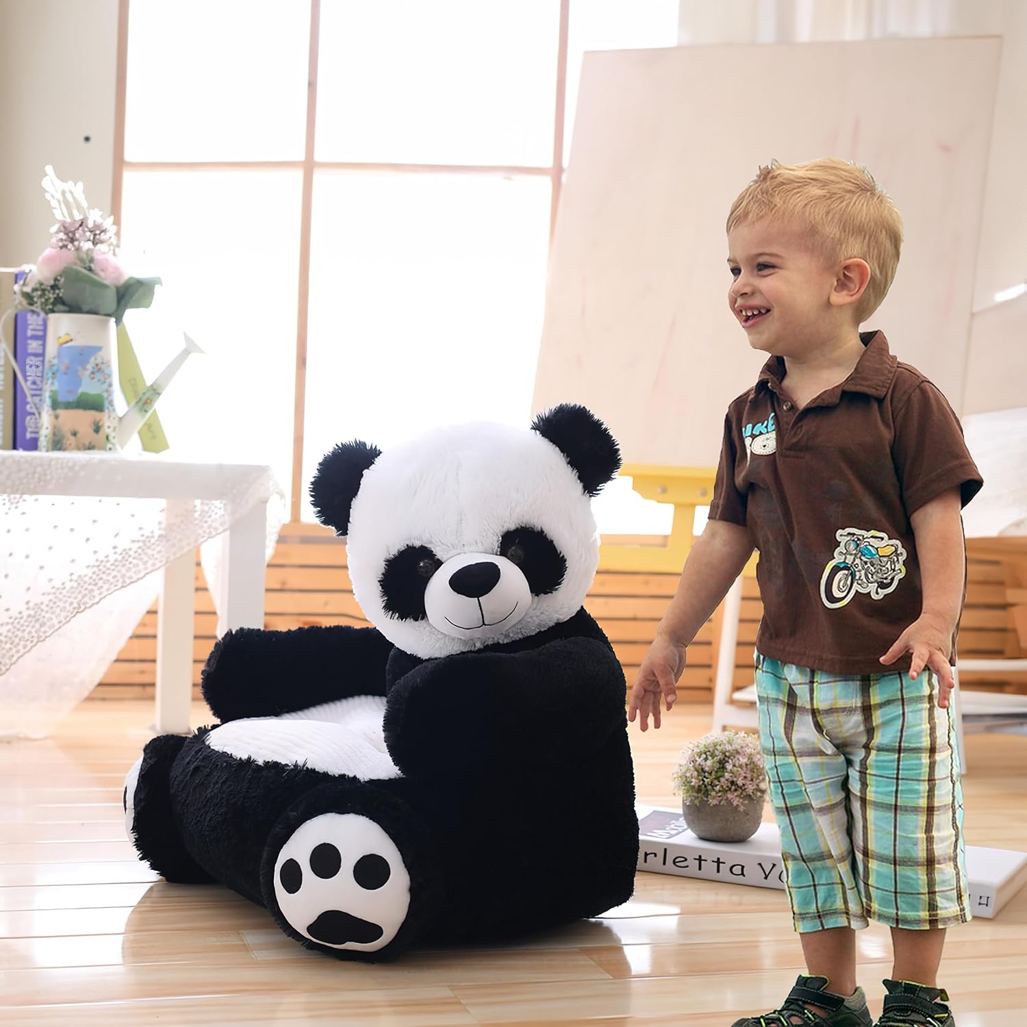 as Comfortable as Bean Bag Chairs for Kids Toddler Couch，as Comfortable as a Rocking Chair Kids Chairs for Toddlers，Removable Filler,Machine Washable(Panda)