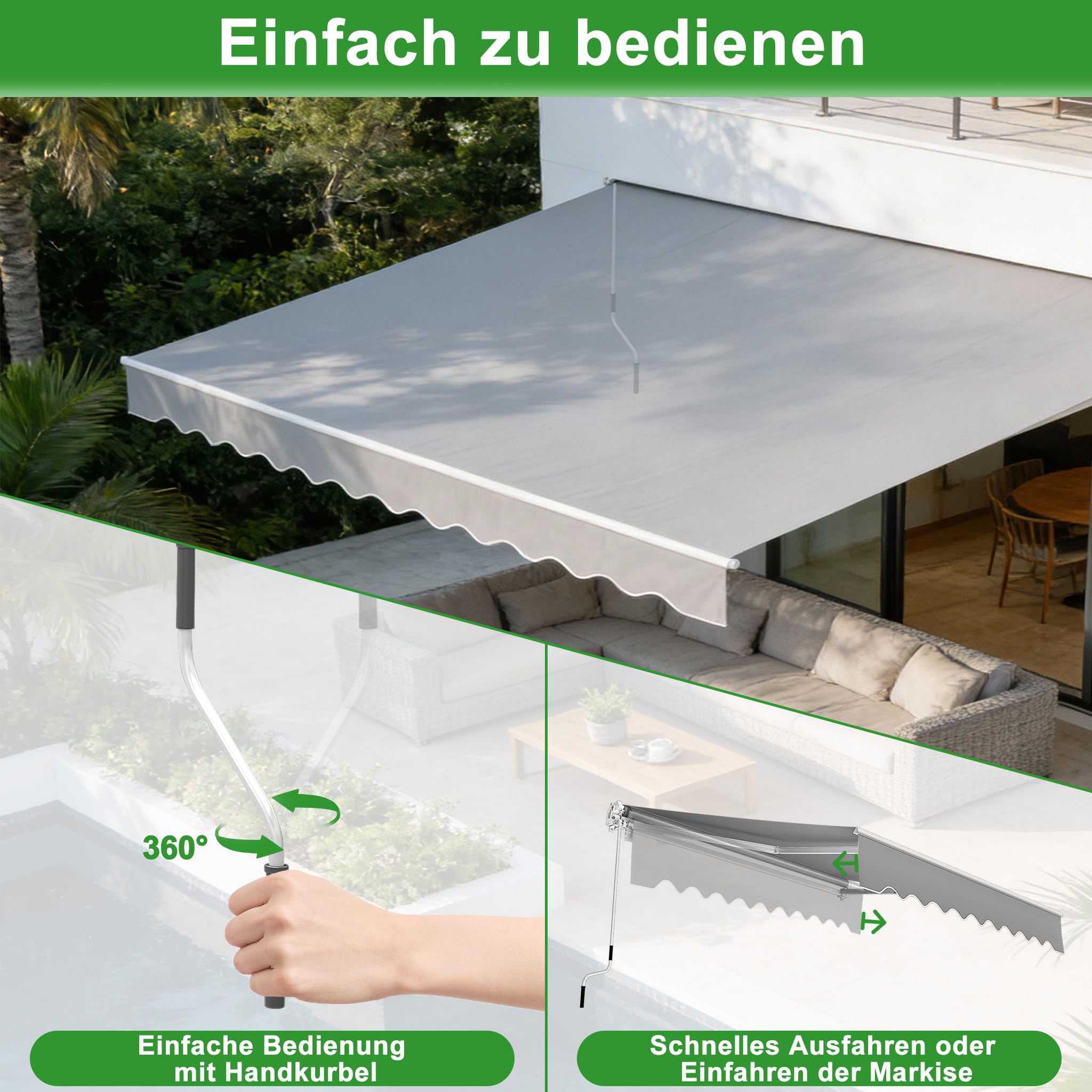 Tenda da sole per balcone 250 x 200 cm grigio chiaro