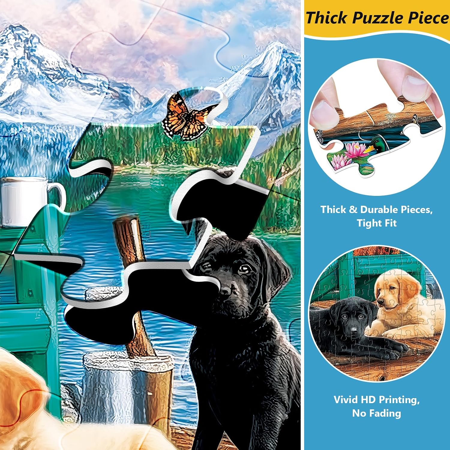 500 Piece Jigsaw Puzzle for Adults Seniors,Summer Lakeside Dog Scene Puzzle image 4