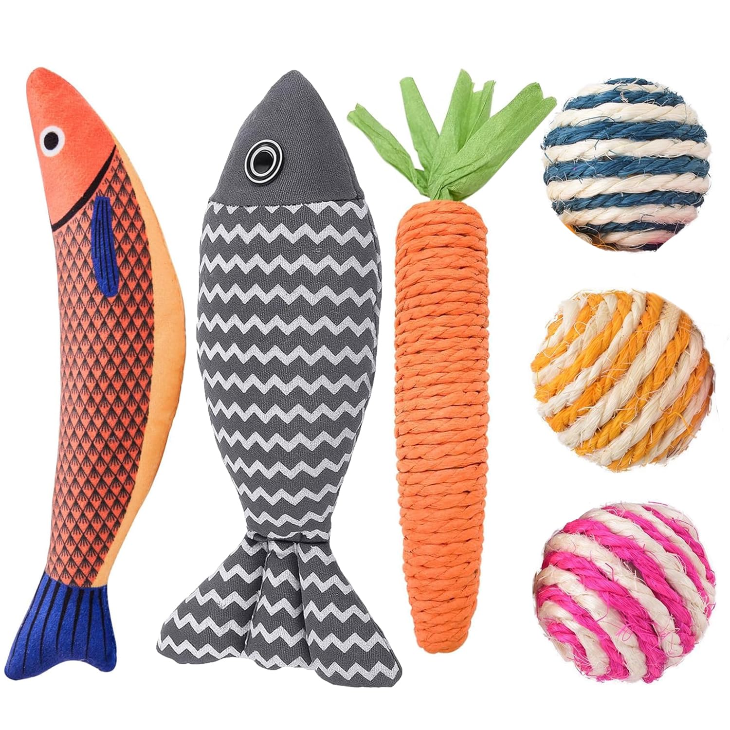 YSYONBOE Catnip Toy for Indoor Cats, Cat Chew Fish Balls Toys for Teeth Cleaning, Soft | Bite-Resistant, Interactive Toys for All Breeds Kitten -6PCS