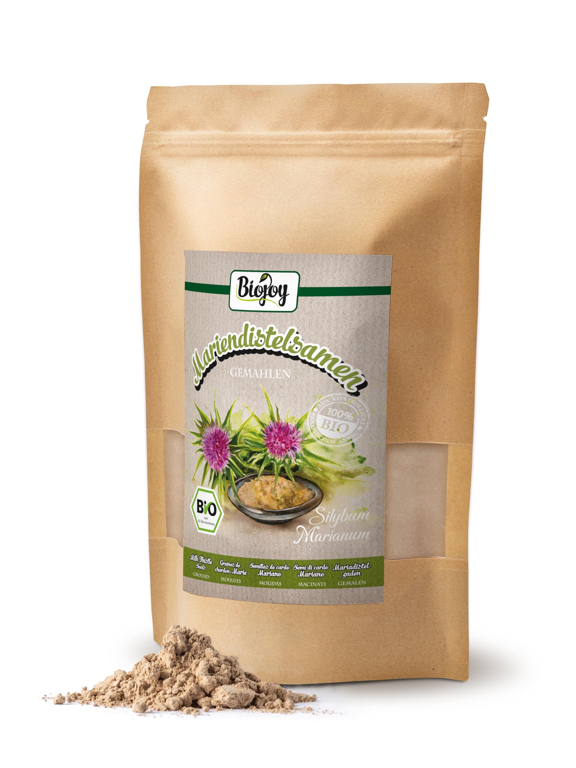 Biojoy BIO Nasiona ostropestu mielone (500 g), mąka z ostropestu, naturalna (Silybum marianum)