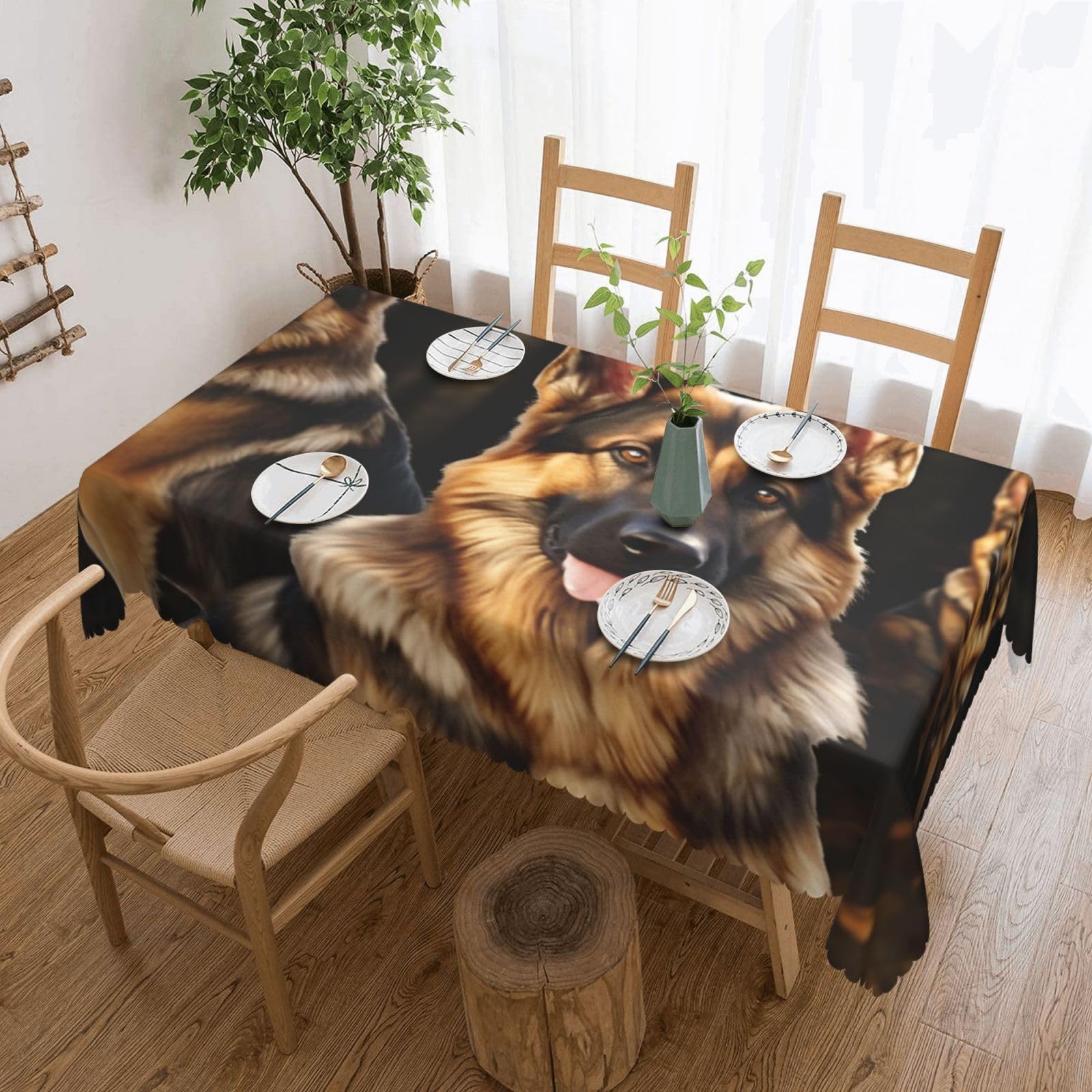 Fodpand Black German Shepherd Tablecloths For Rectangle Tables 72 X 54 Inches - Reusable And Washable Table Clothes Decorative Table Cover For Dining Tables, Buffet Parties, Wrinkle Resistant