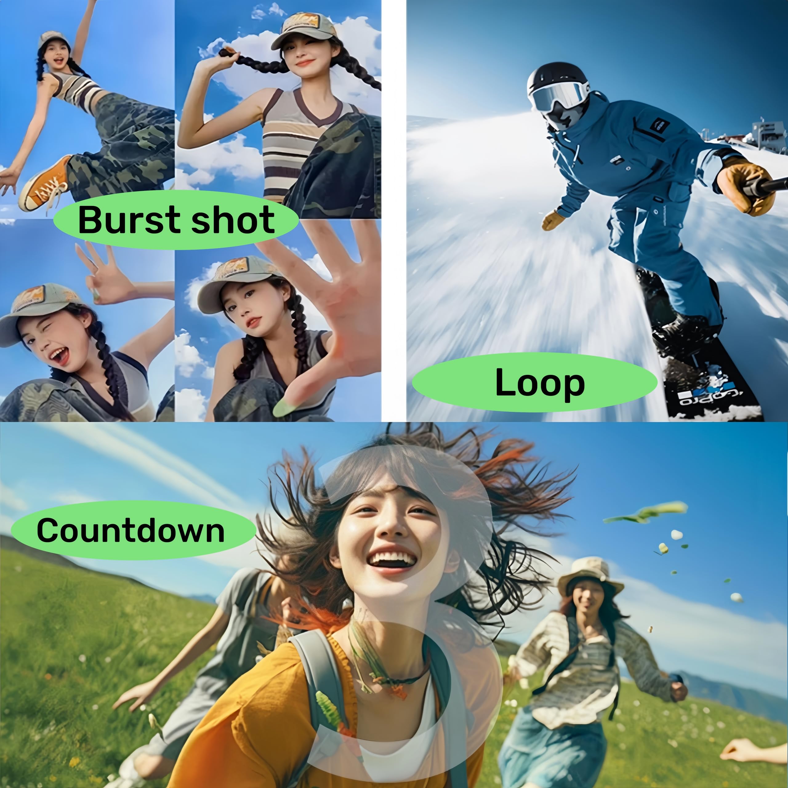 Videocamera Vlogging con Video, Pocket Action Camera, Videocamera Digitale per Fotografia, Fotocamera Digitale 180° Doppia Lente Rotante (16GB)