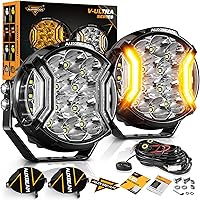 Vista 12 de Auxbeam Cápsulas LED de la Serie V-MAX de 4 Pulgadas con Disparador Lateral, Luces de Conducción Todoterreno Redondas de 92W con DRL Ámbar, Barra