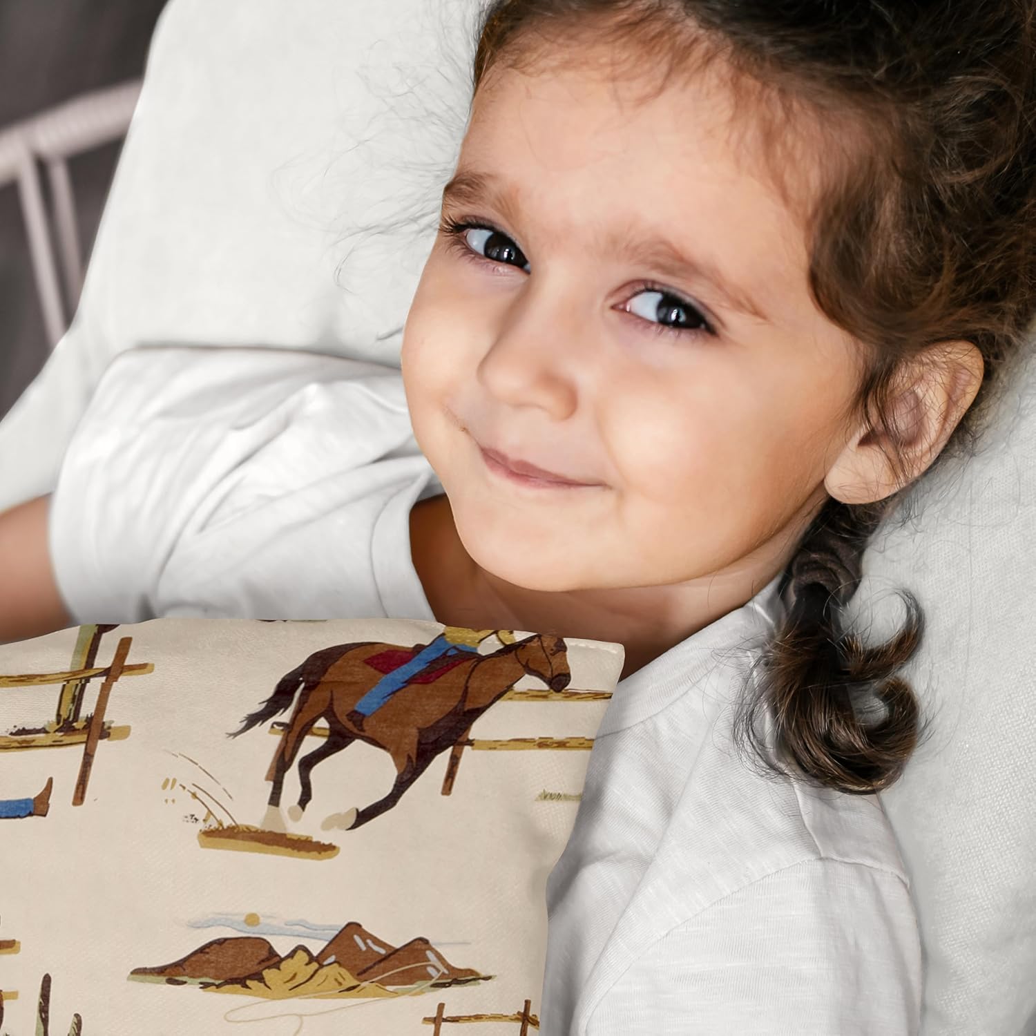 Sweet Jojo Designs Tan Brown Western Cowboy Boy Toddler Pillow with Pillowcase 13 x 18 in. Small Airplane Travel Essentials Must Haves Sleeping Pets Kids Bed Wild West Country South Horse Cow Animal