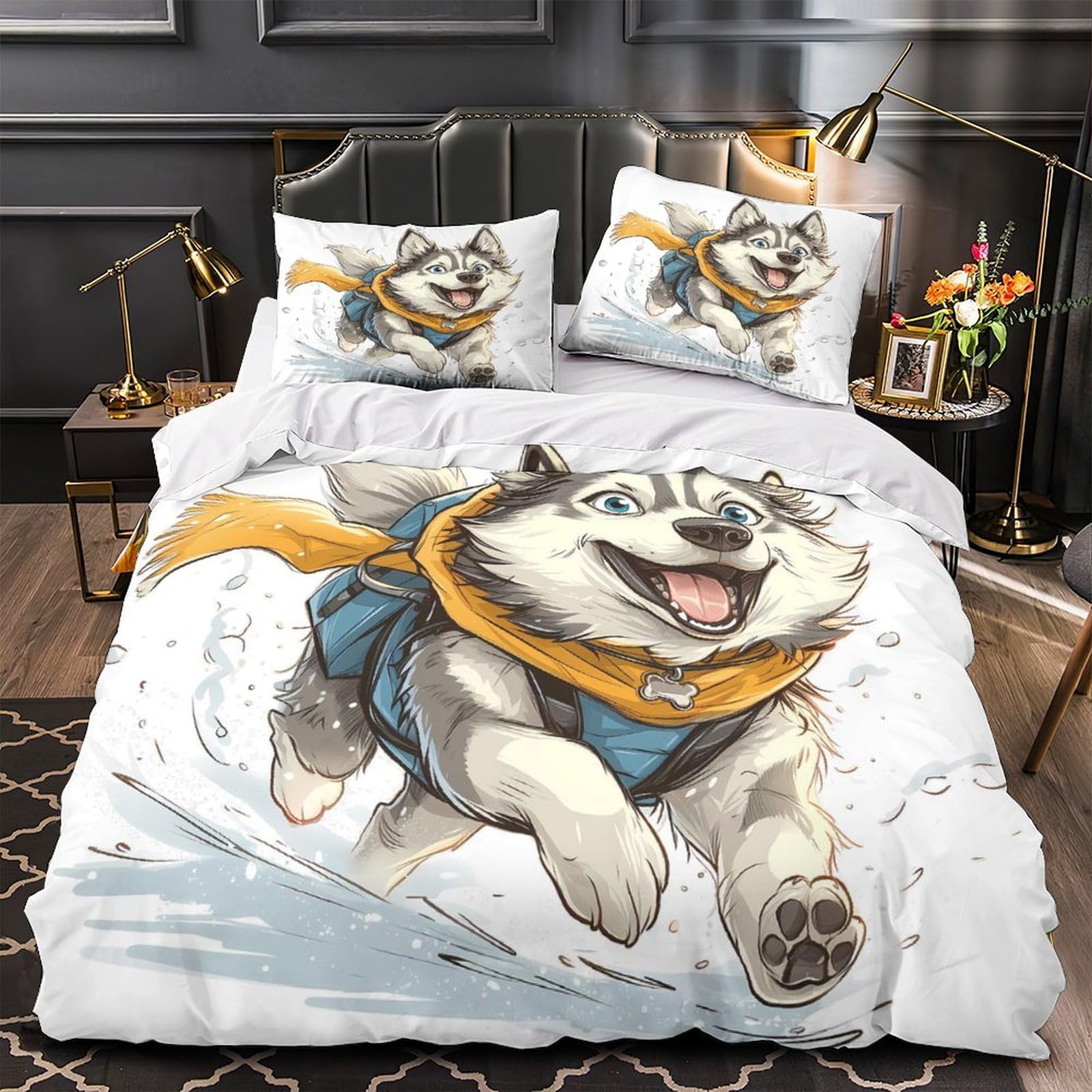 Parure de Lit Shih Tzu 260x220cm effet 3D relief et finitions haute douceur