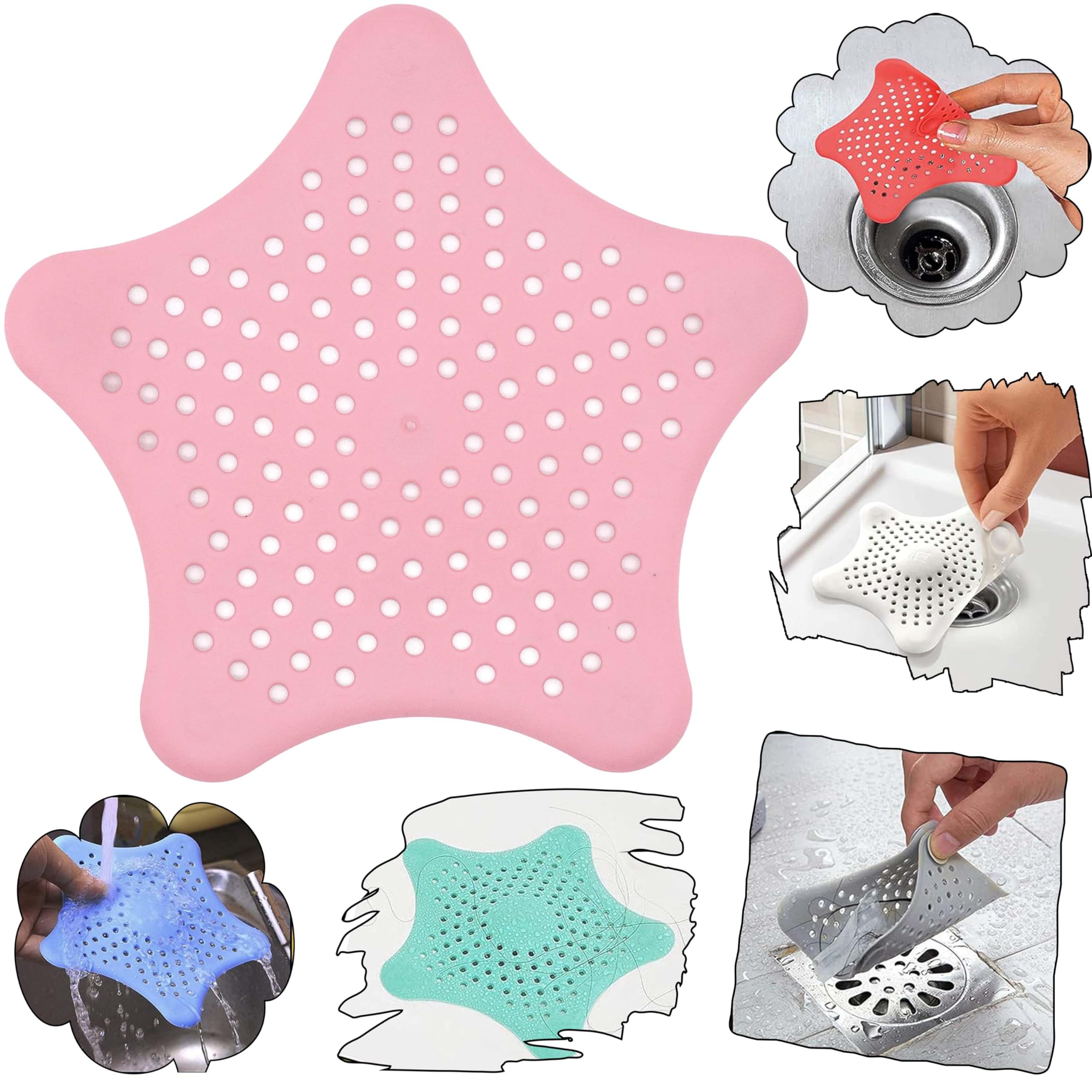 Pink Silicone Drain Protector, Sink Strainer, Tub Stopper for Kitchen, Bathroom & Laundry, Stylish Clog Prevention, Durable Hair Catcher, Drain Plug