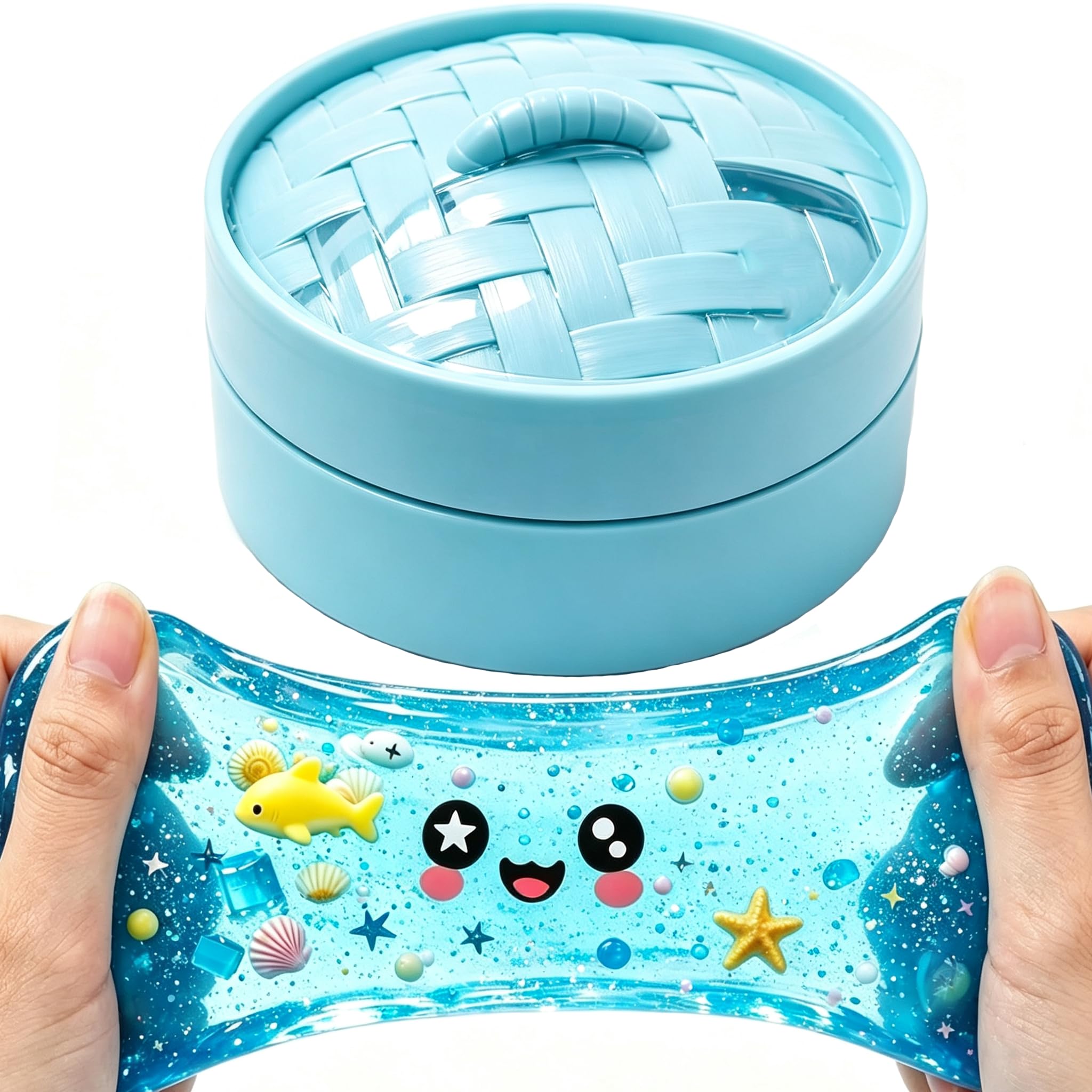 Sparkling Transparent Ocean Steamed Bun Fidget Steamer Basket Relief Fidget Surprise Christmas Birthday Gift