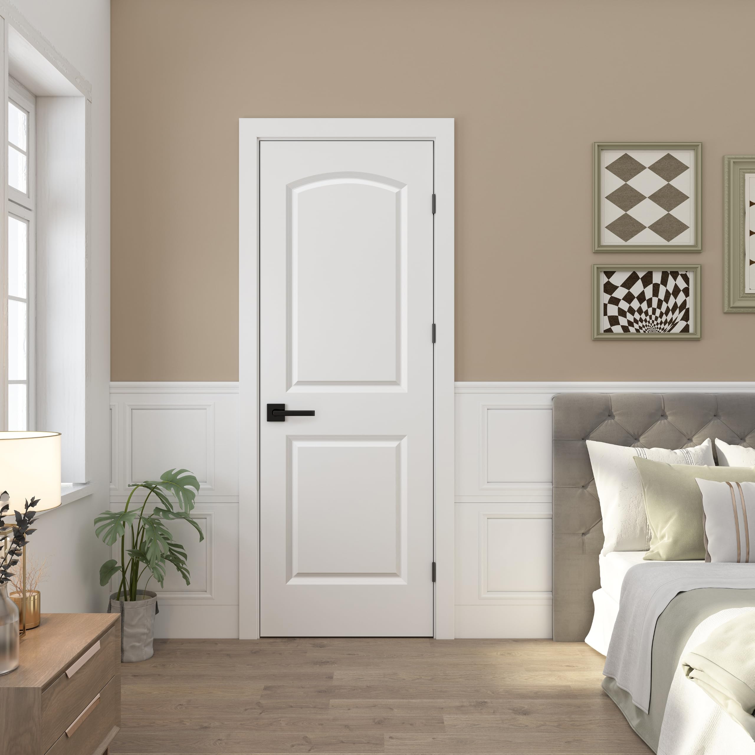 BARNSMITH 28x80 in Raised 2-Panel Arch Top White Primed Interior Door Panel