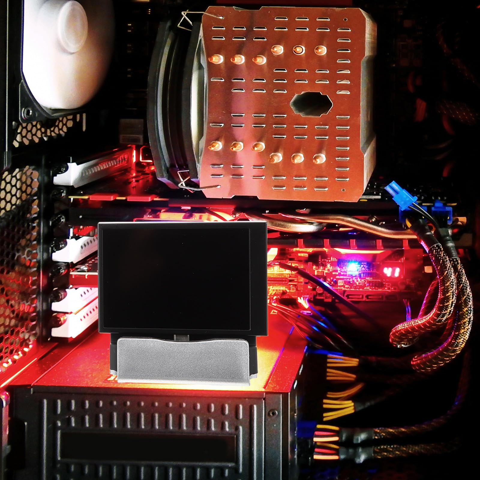 Mipcase Monitor per Case Pc, Display Secondario Usb, Monitor Temperatura Computer, Schermo Ips 3,5" 320x480, Nero, Doppia Porta Usb, Installazione Facile, per CPU Gpu Ram Hdd, Software