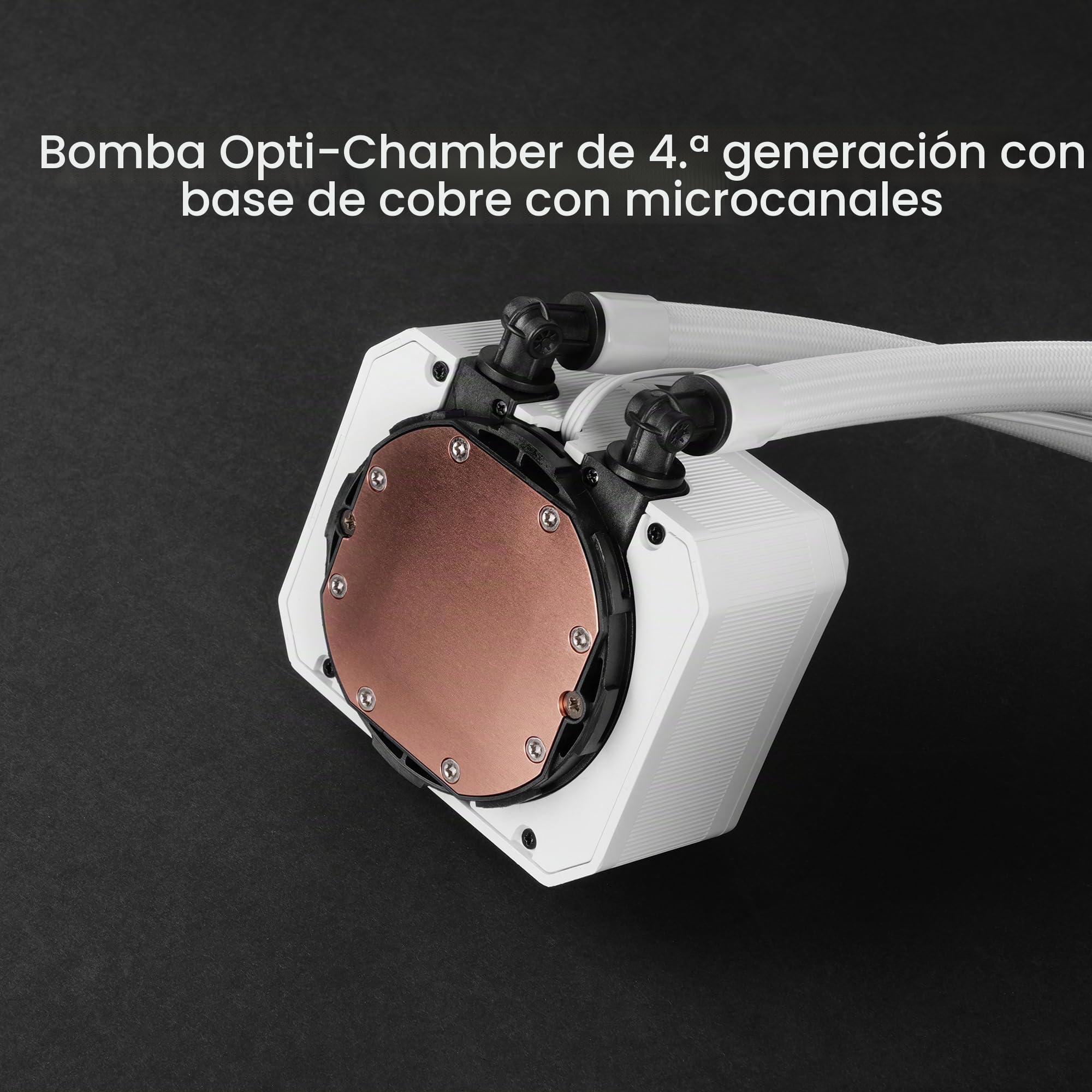 Mars Gaming ML-VISIONII360 Refrigeración Líquida AIO 600W TDP, Pantalla IPS 2,8" 360º, Bomba 4ª Gen Opti-Chamber con Base de Cobre y Microcanales, 3x Ventiladores 120mm ARGB Infinity Mirror, Blanco