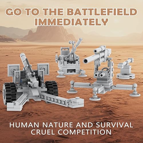 Vista 5 de Juego de bloques de construcción de armas de artillería de la Segunda Guerra Mundial (710 unidades). MOC piezas de ladrillos militares