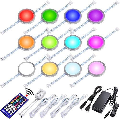 RGBW - Luz LED para armario, estantería para estantería, iluminación de exhibición, multicolor cambiante y blanco verdadero, regulable remoto,