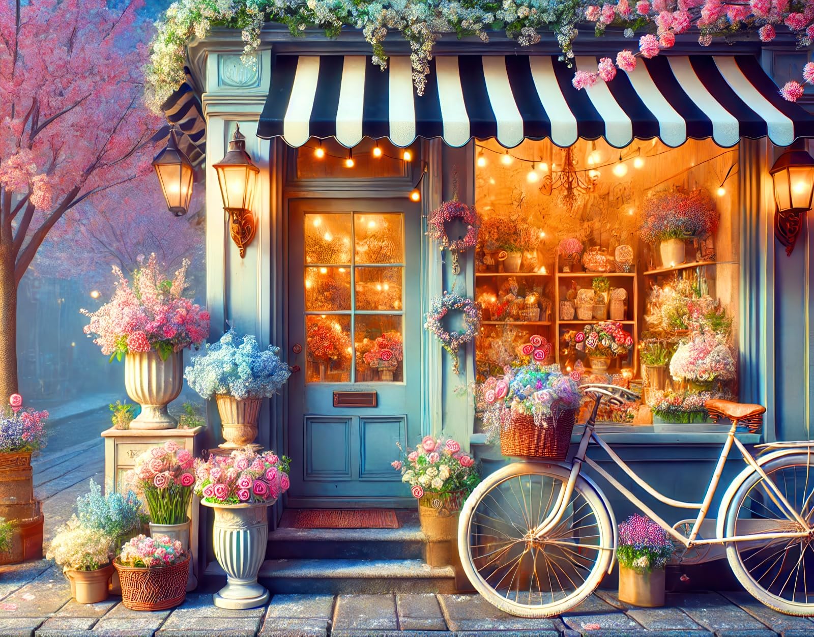 BlissYard Flowers Shop Backdrop Banner 7.5x5.9FT Hello Spring Banner Decorations Supplies Photo Props Wedding Bridal Showers Decorations Spring