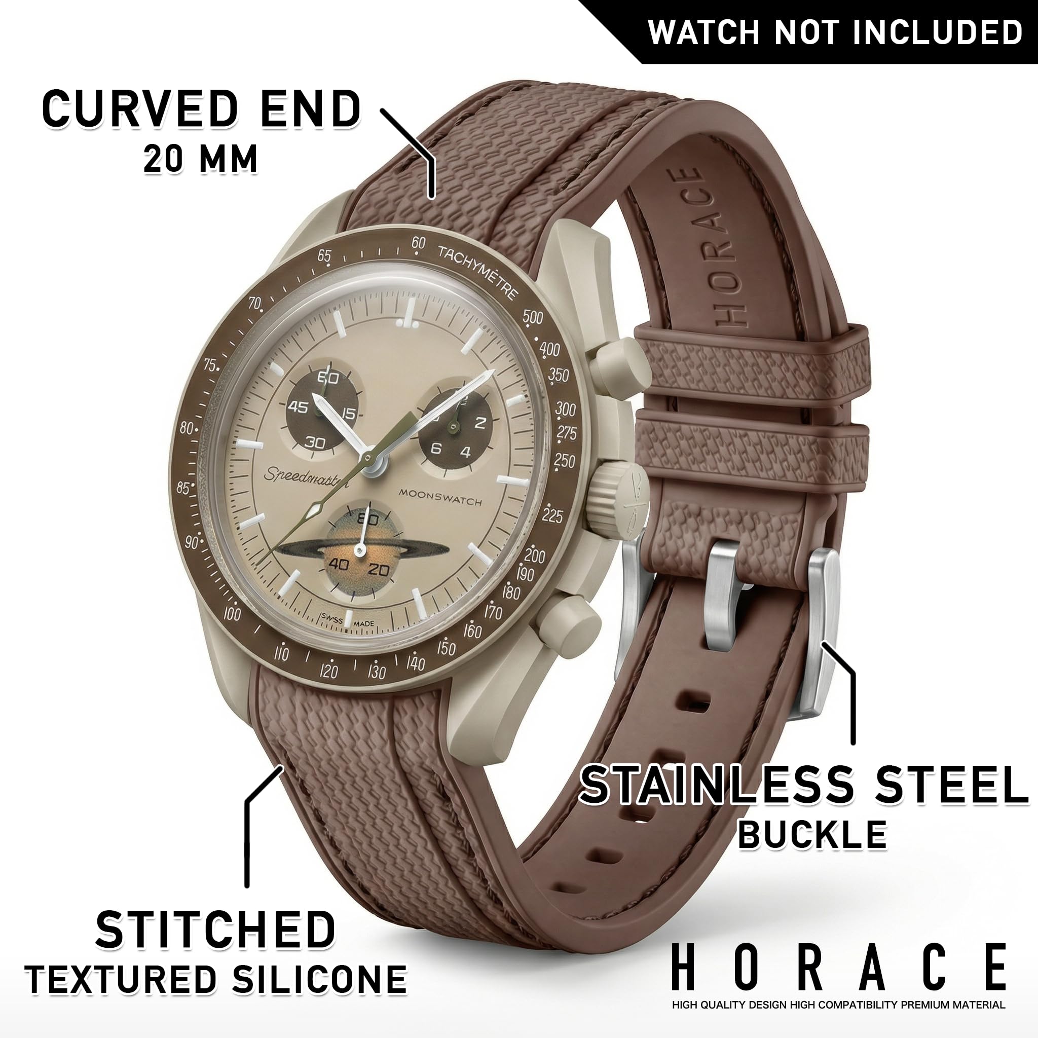 HORACE Correa universal para reloj de silicona líquida 20mm – Compatible con Omega x Swatch MoonSwatch – Kit de montaje incluido